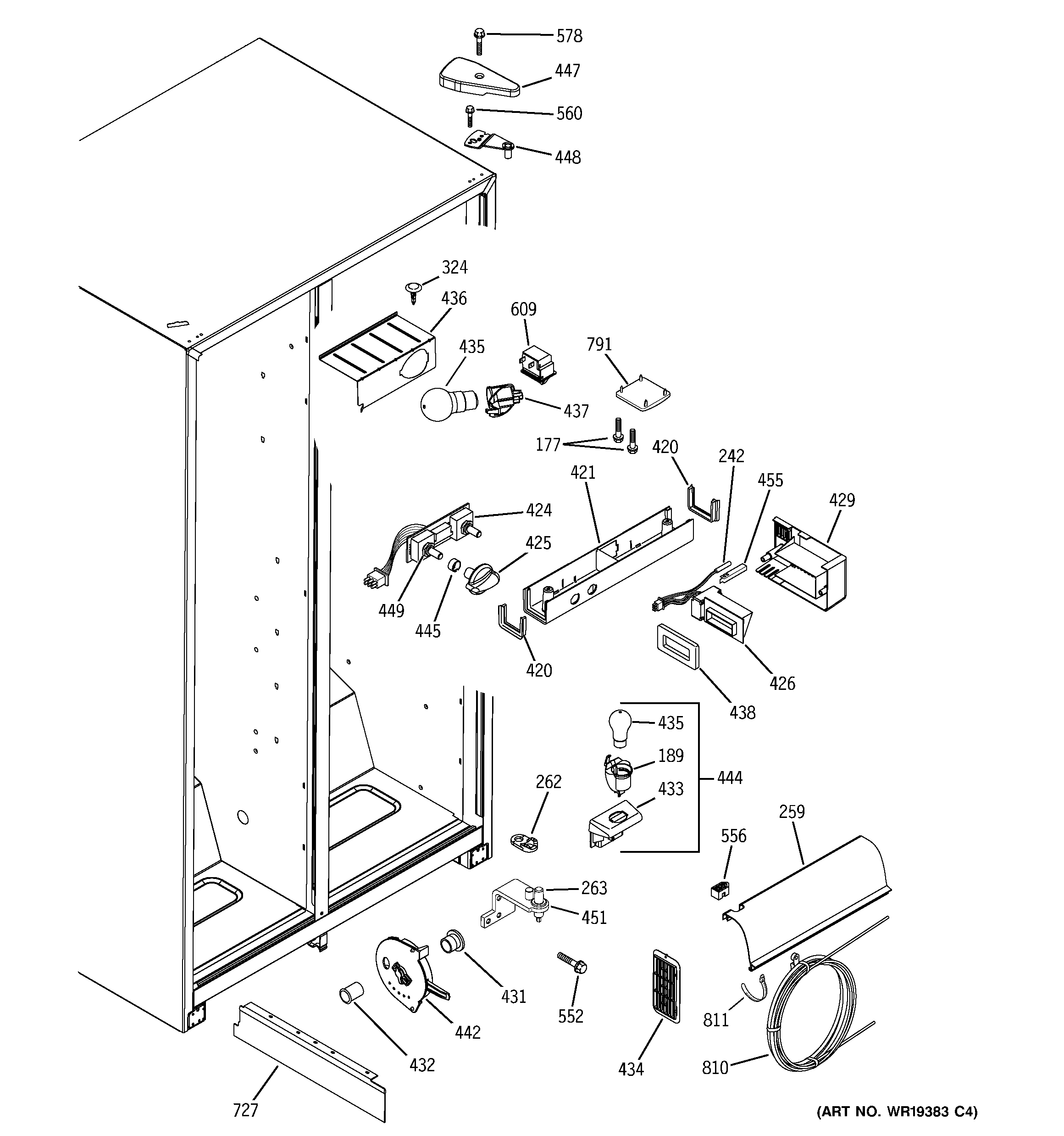 GE GST22JEPDCC fresh food section diagram