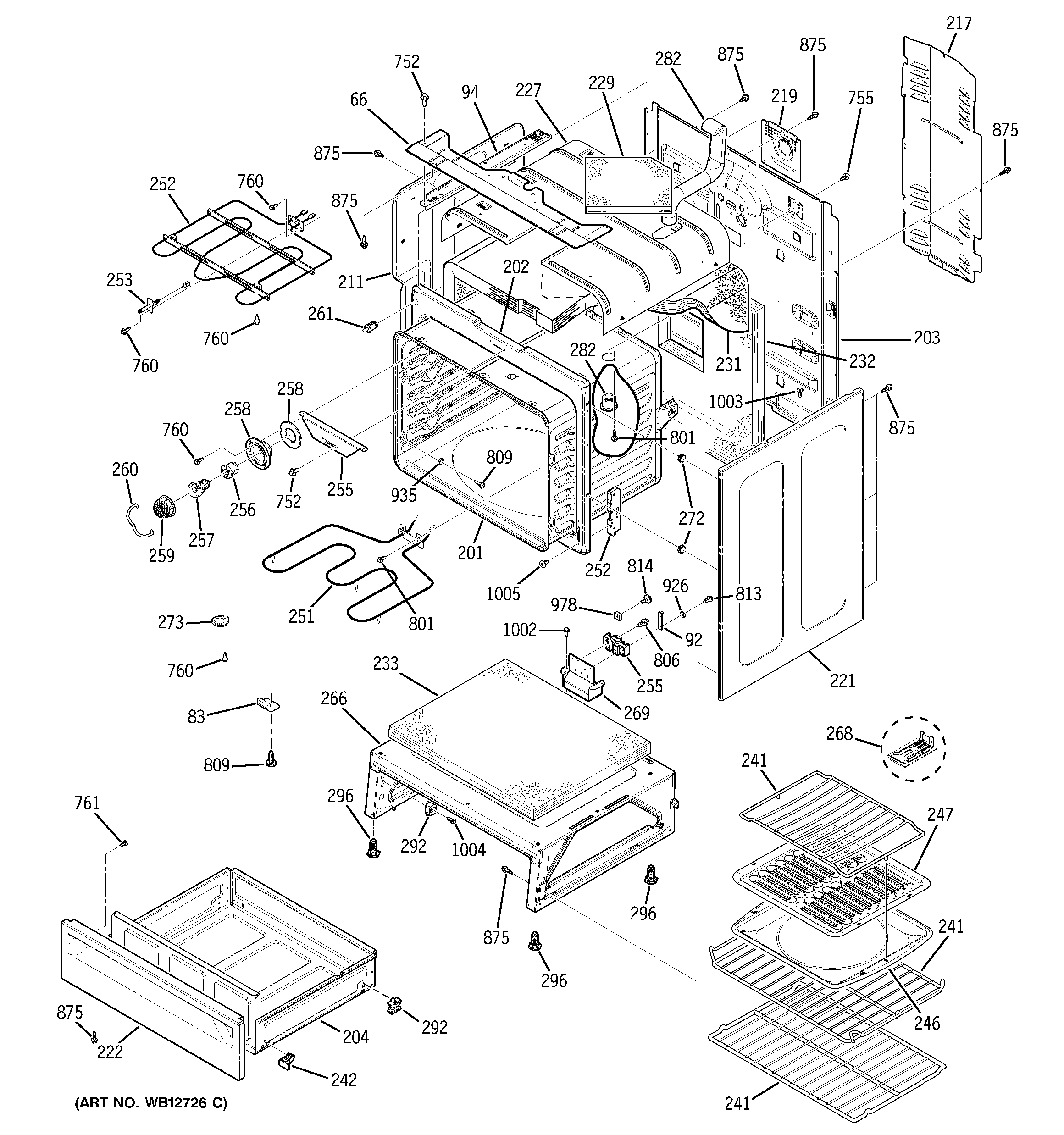 GE JBP90BF2BB body parts diagram