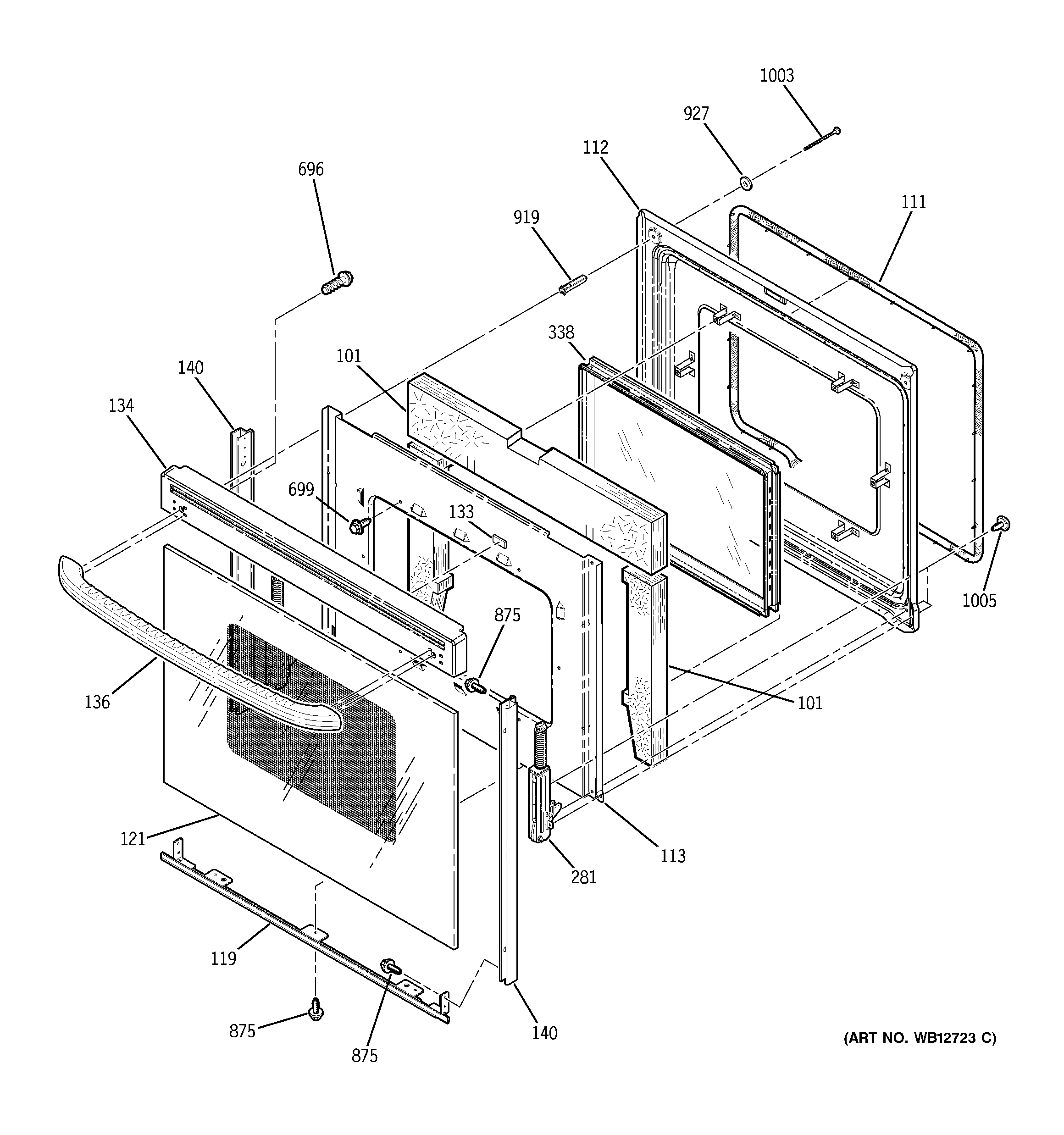 GE JBP90BF2BB door diagram