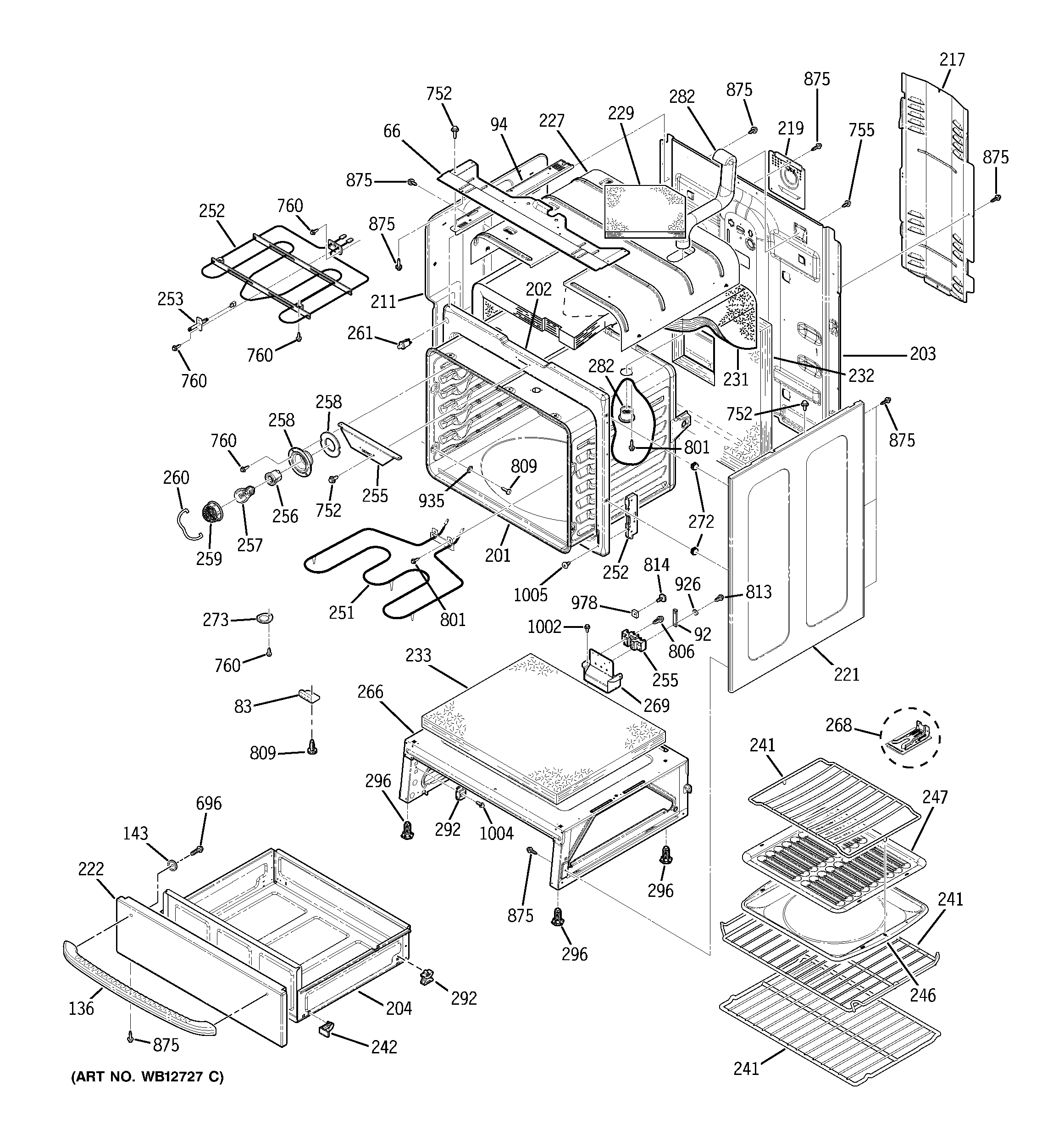 GE JBP90SF2SS body parts diagram