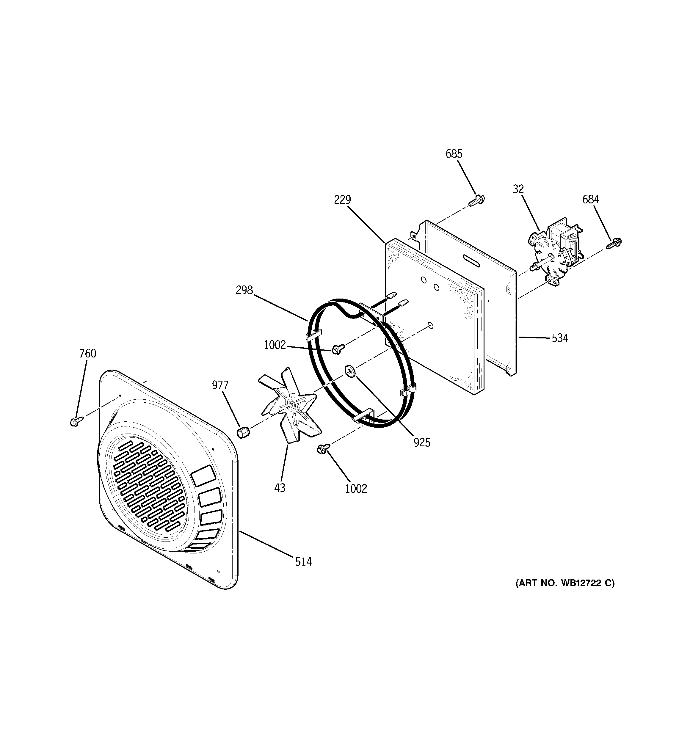 GE JBP90SF2SS convection fan diagram