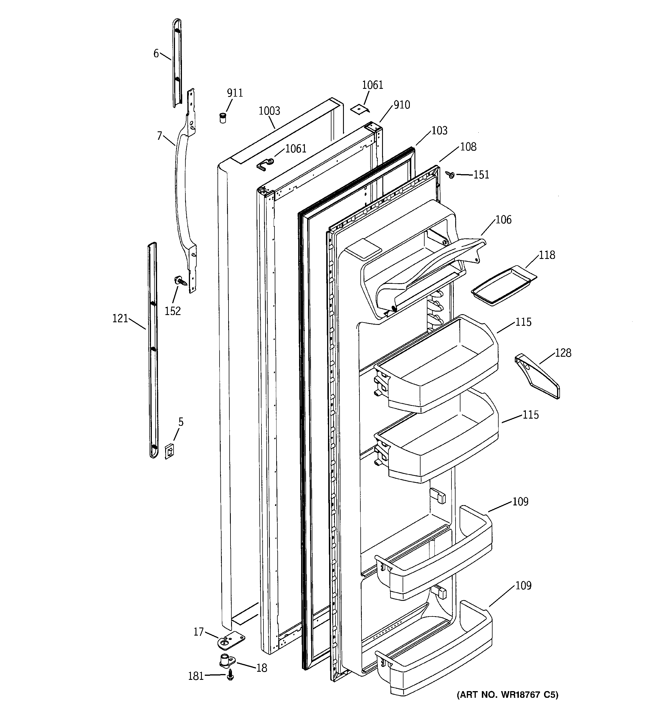 GE GSZ25SGMABS fresh food door diagram