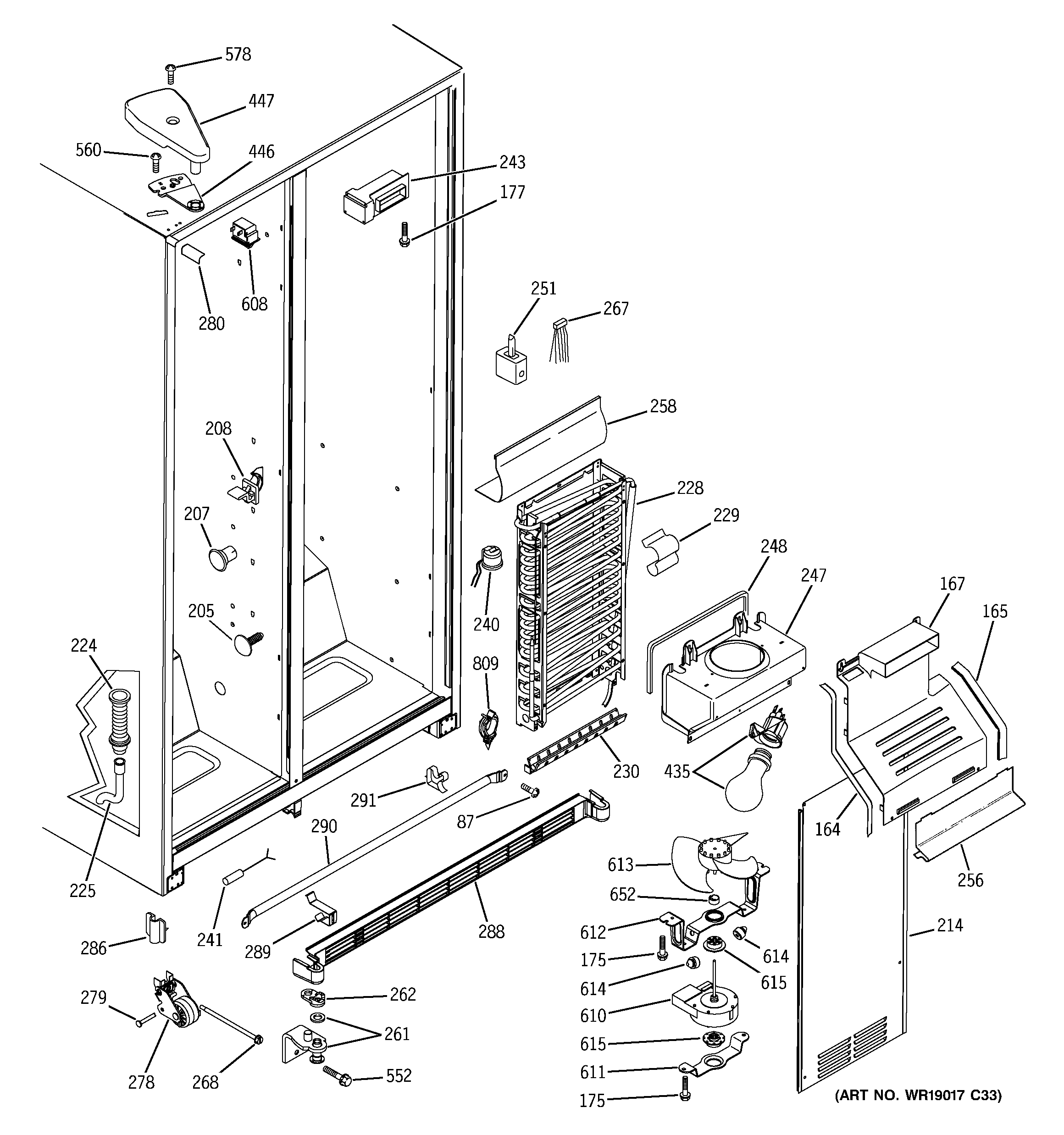 GE PSA22SIMDFBS freezer section diagram