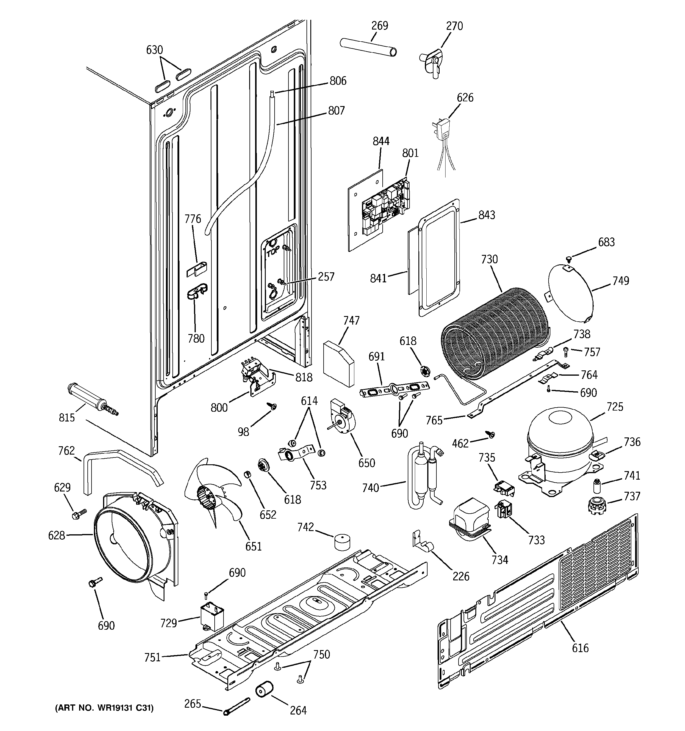 GE PSG22SIMDFBS sealed system & mother board diagram