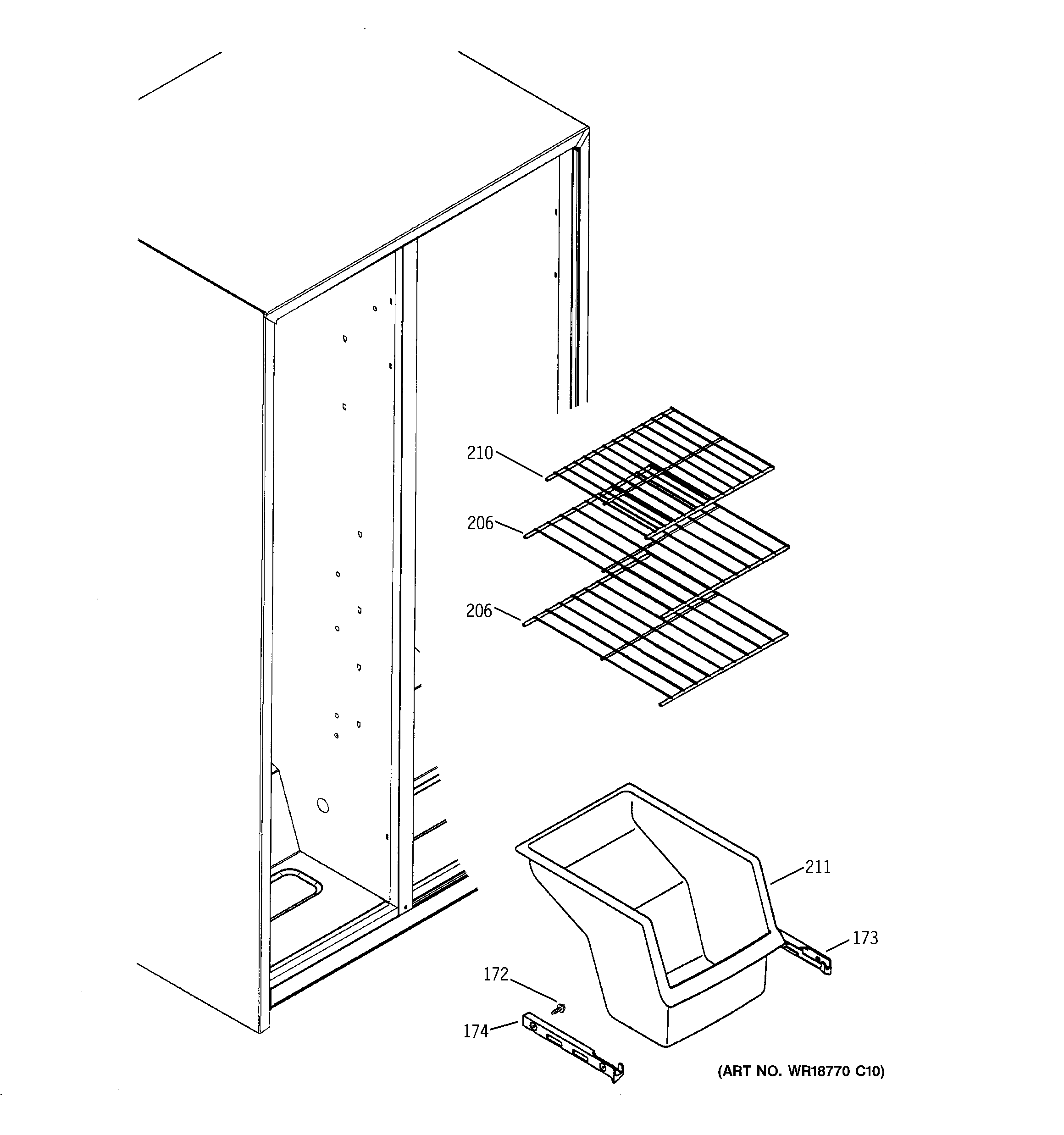 GE GSS22IFPDCC freezer shelves diagram
