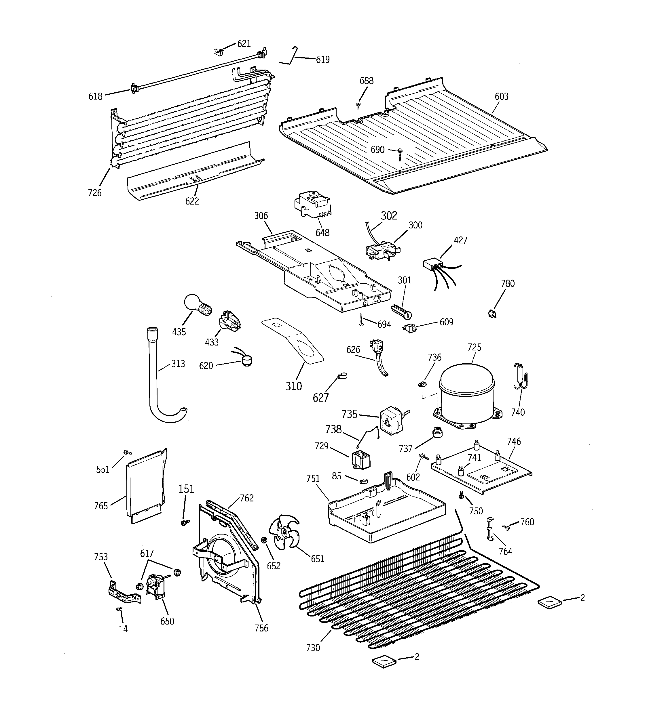 GE GTR18BBMERCC unit parts diagram