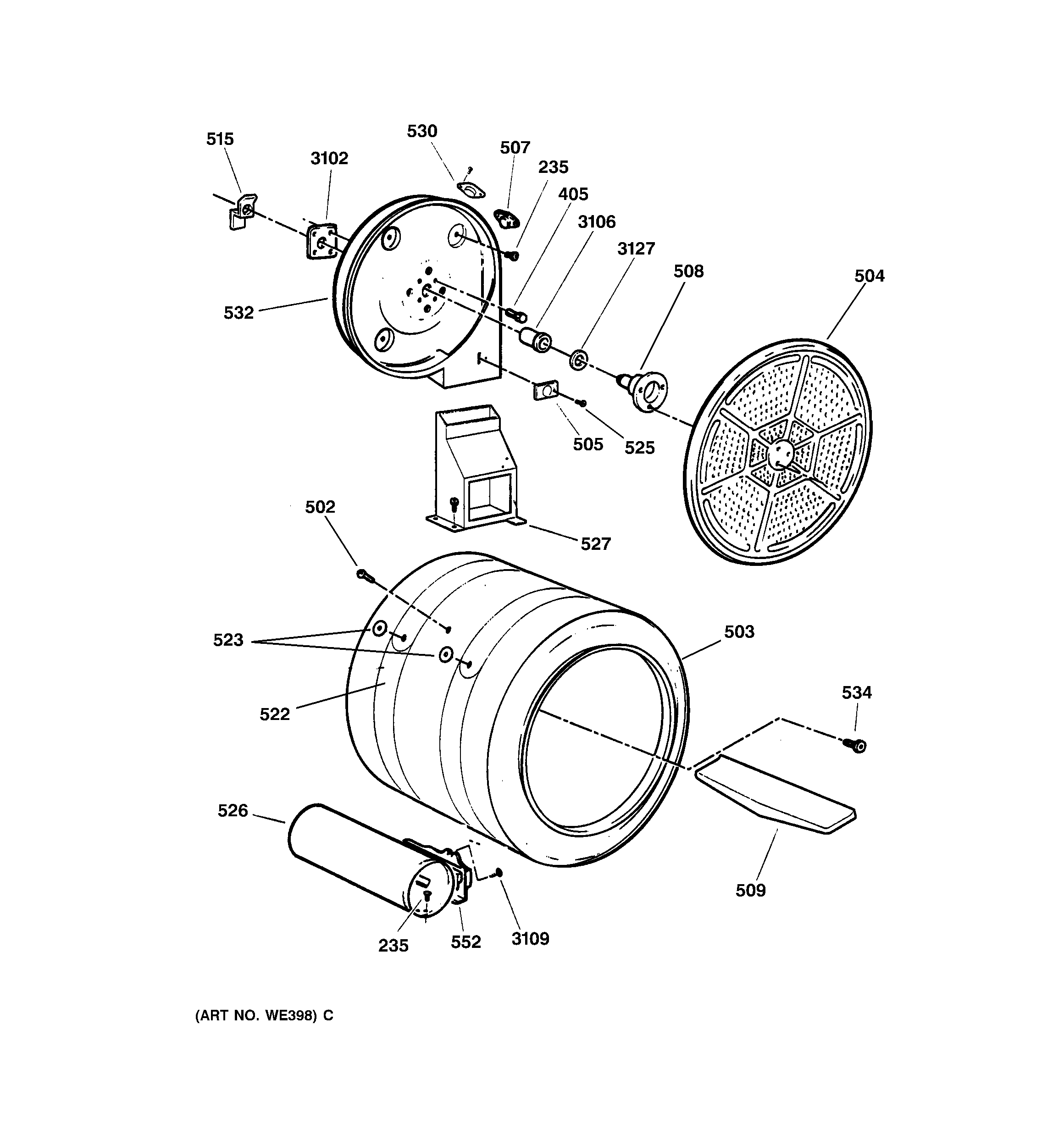 GE DPSB619GD0WW drum diagram