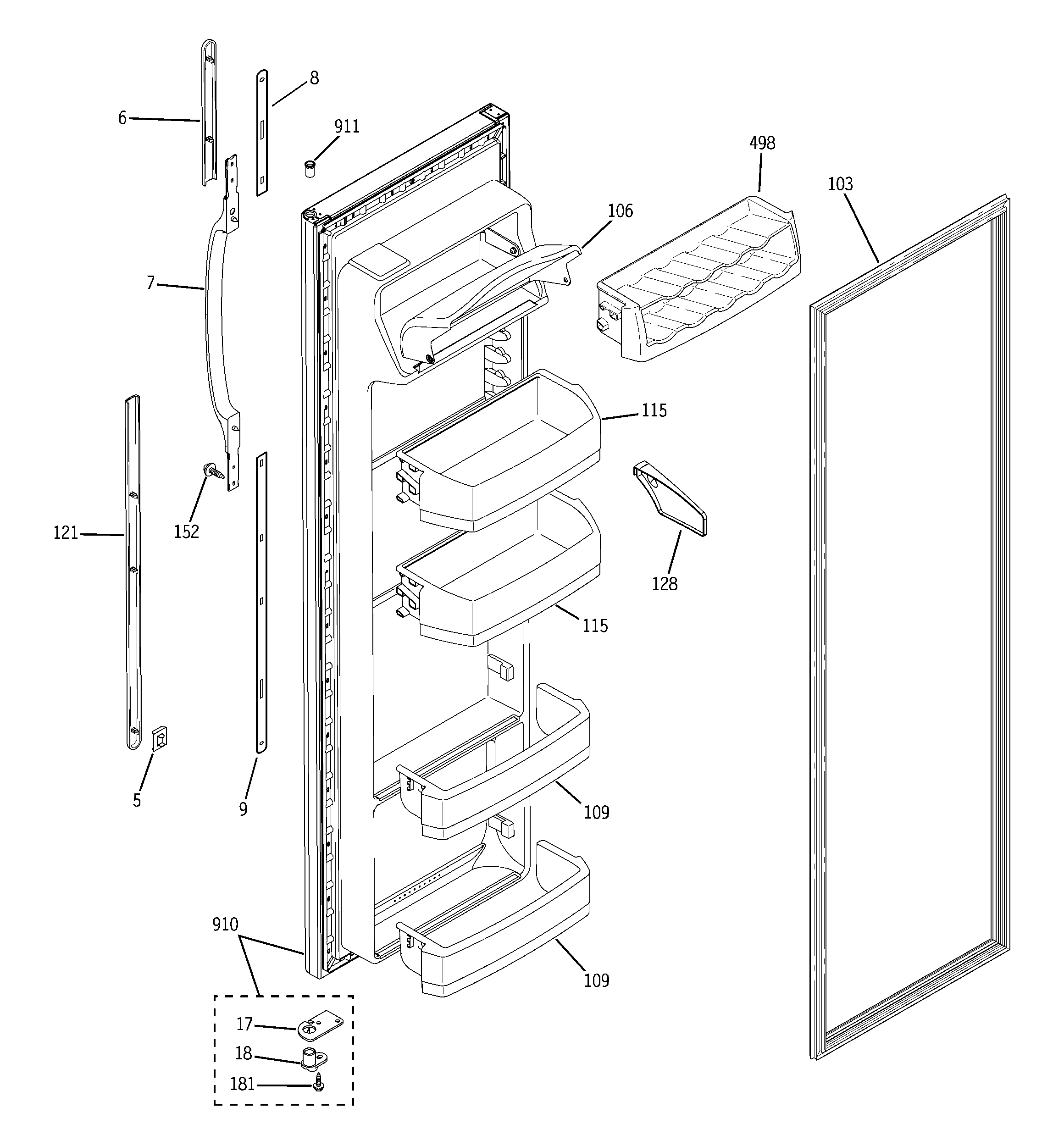 GE GSS22WGPCWW fresh food door diagram