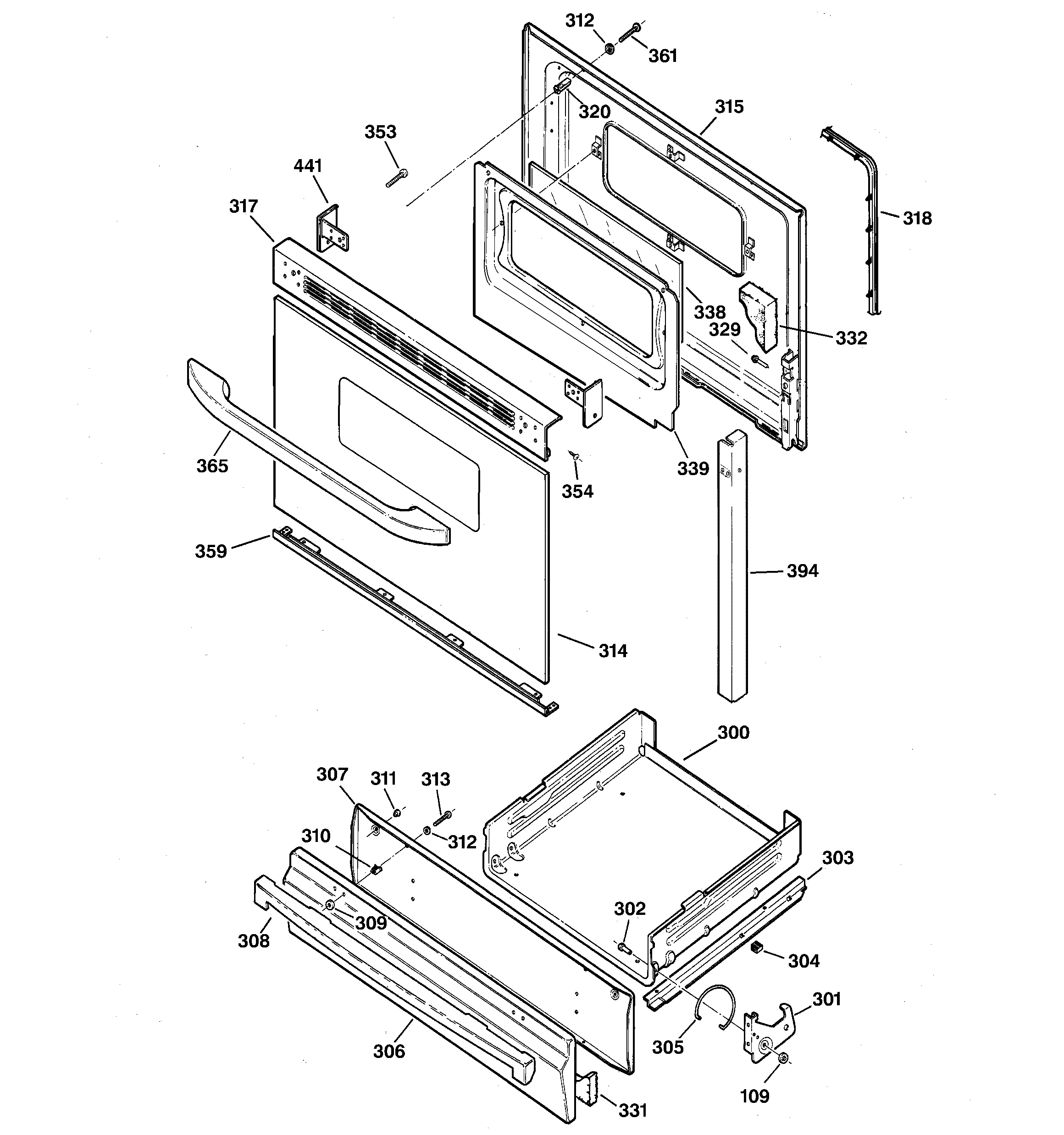GE JGBS22BEH1CT door & drawer parts diagram