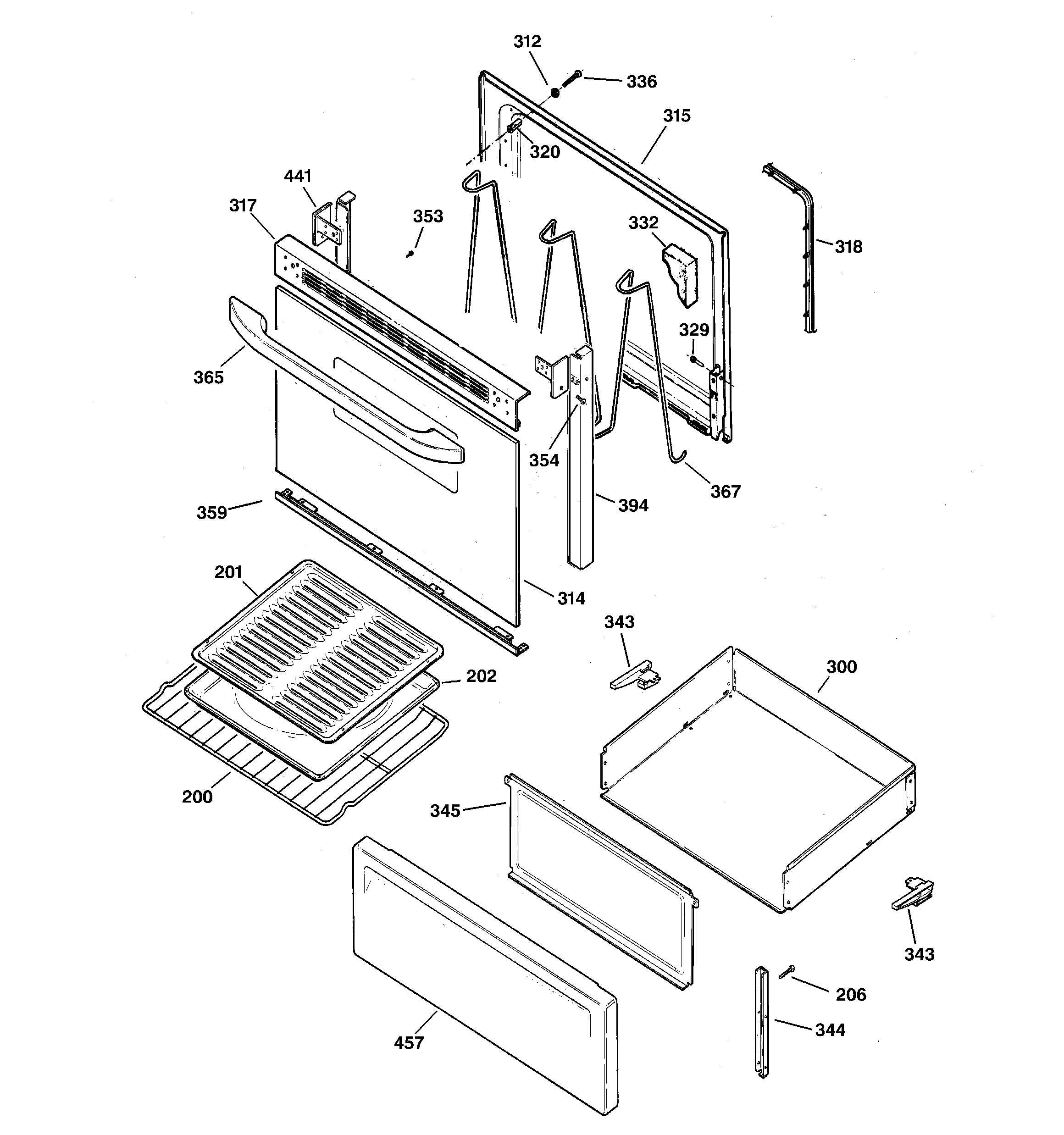 GE JBS03BH2WH door & drawer parts diagram