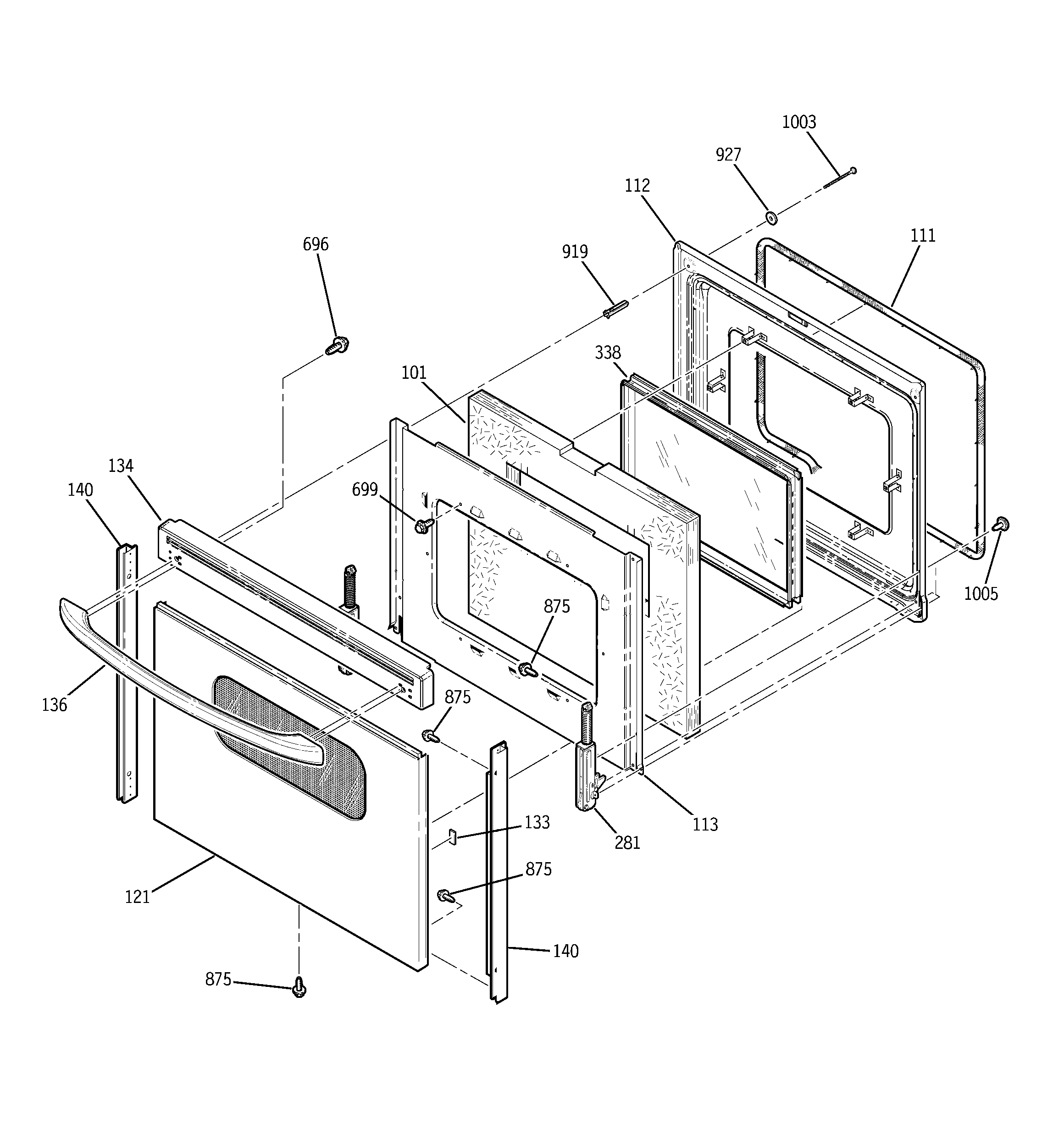 GE JBP64SH1SS door diagram