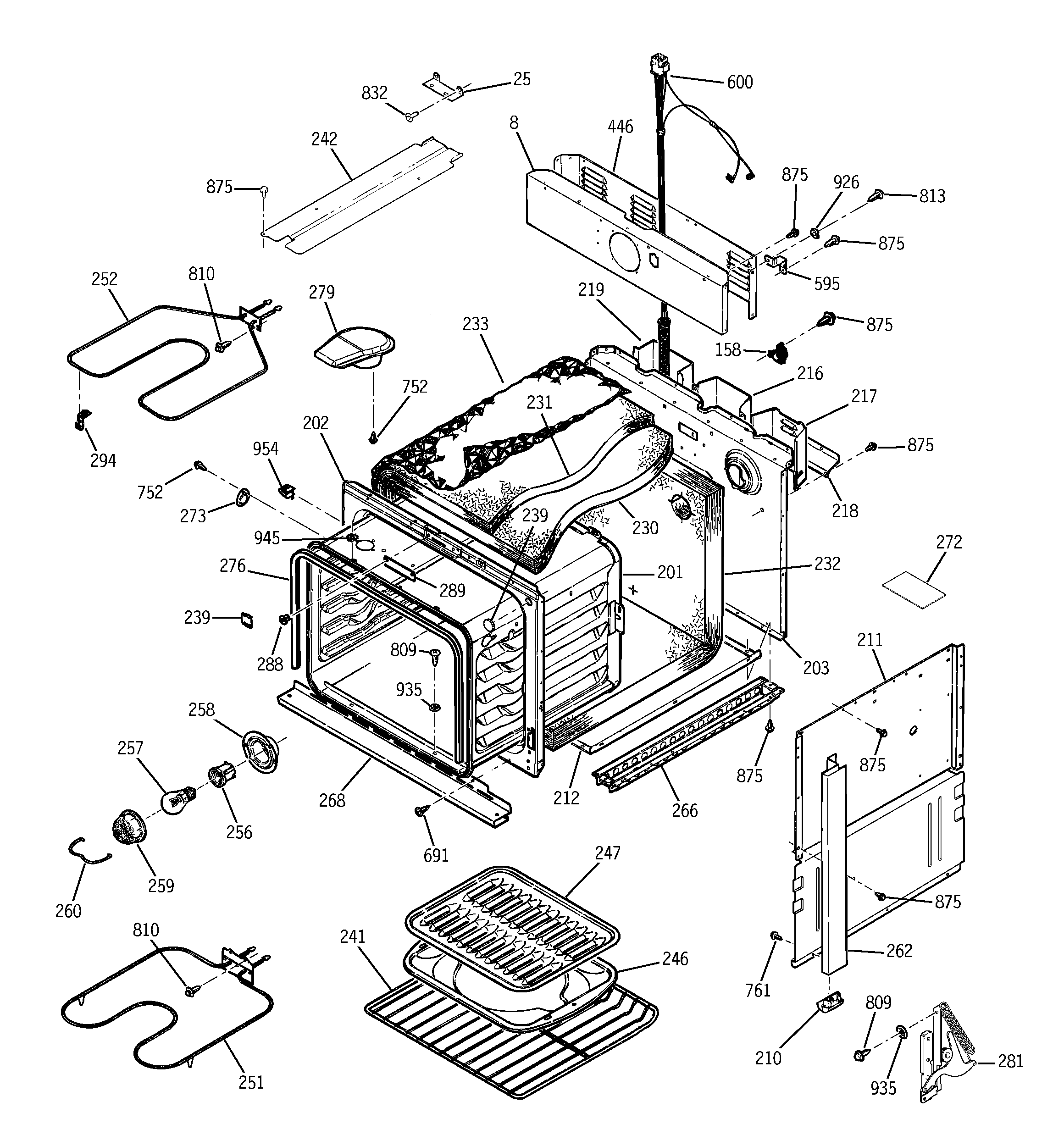 GE JMS08BD3WH body parts diagram