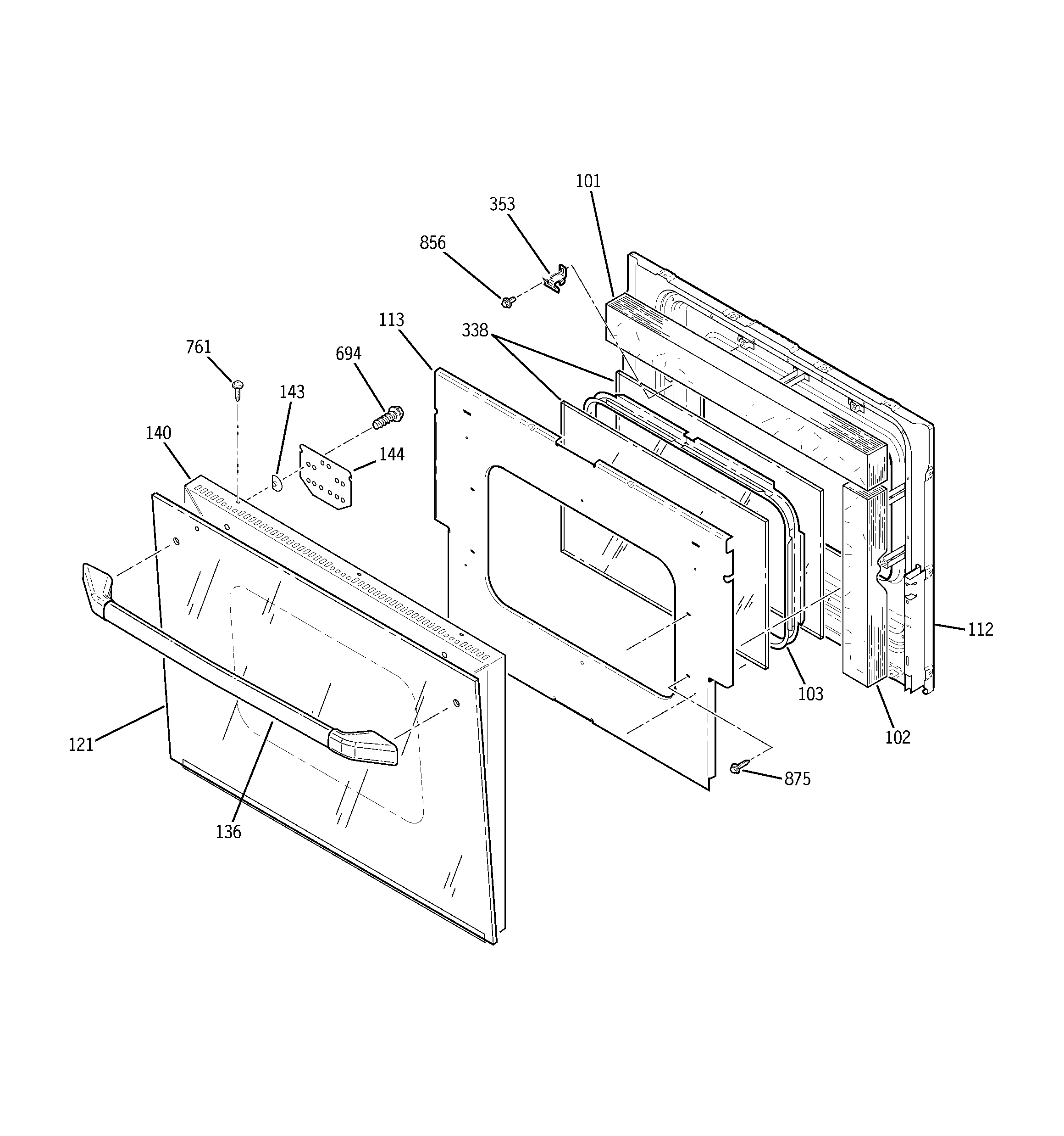 GE JMS08BD3WH door diagram