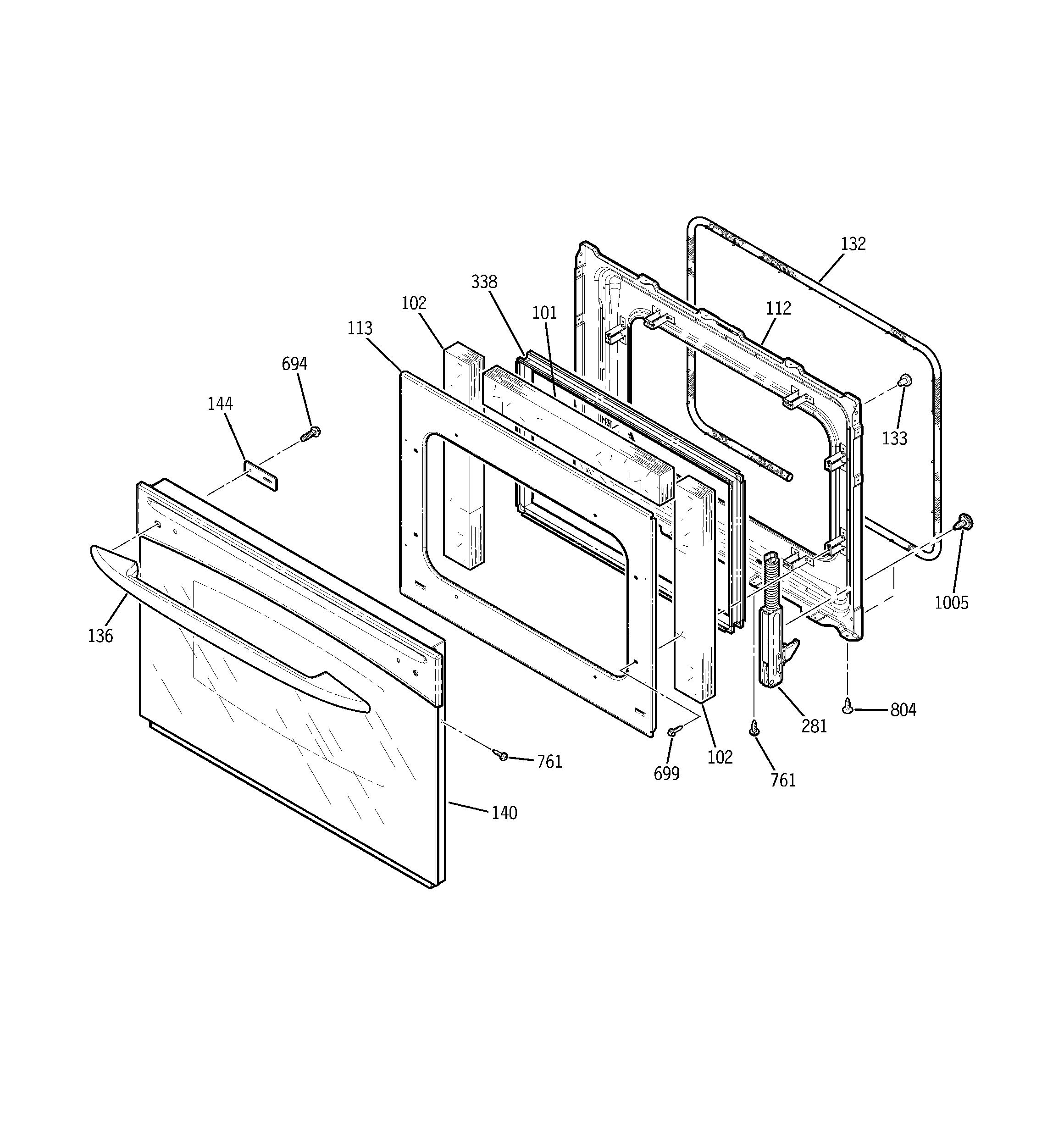 GE JT952BF2BB door diagram