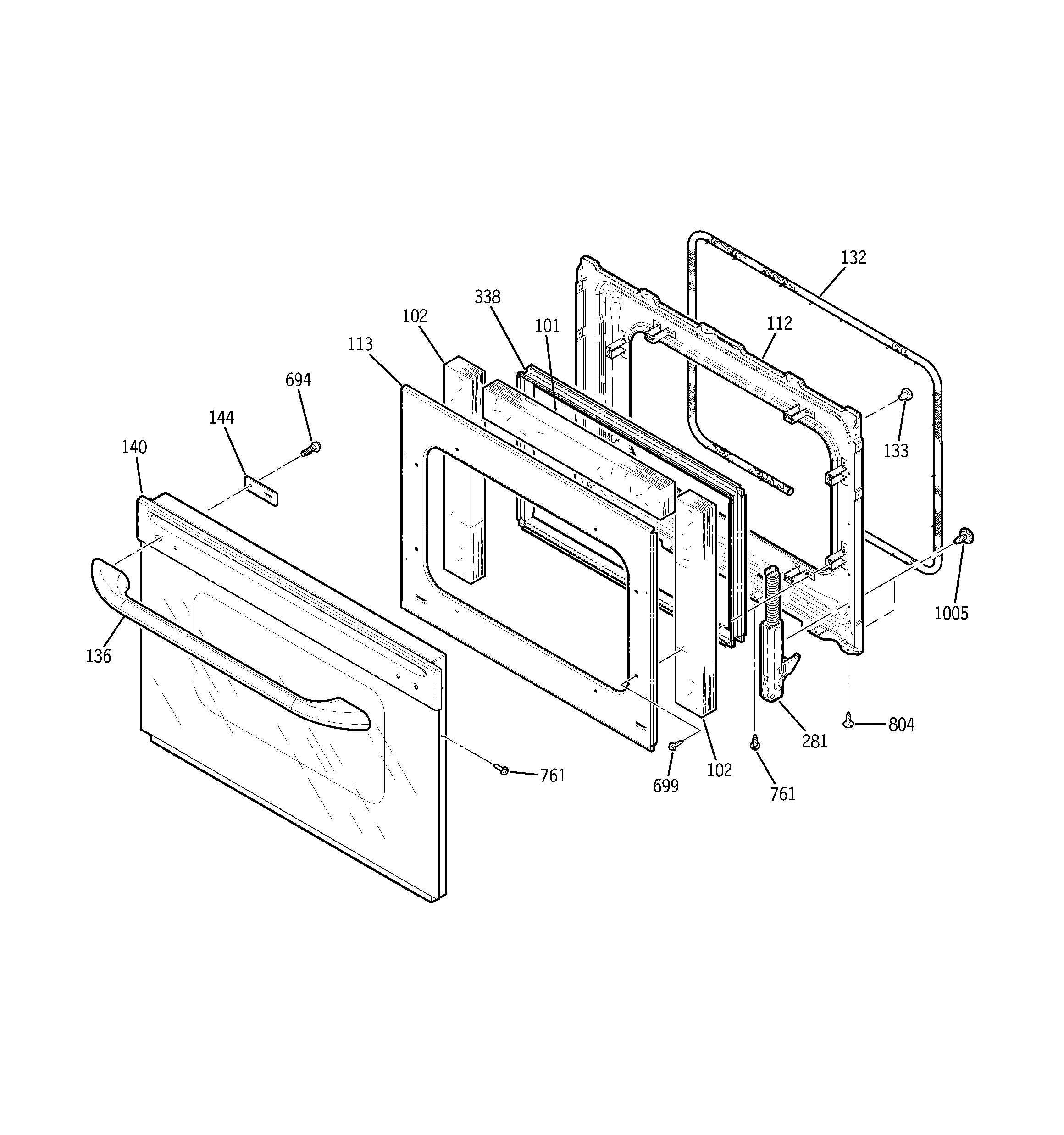 GE JTP20WF2WW door diagram