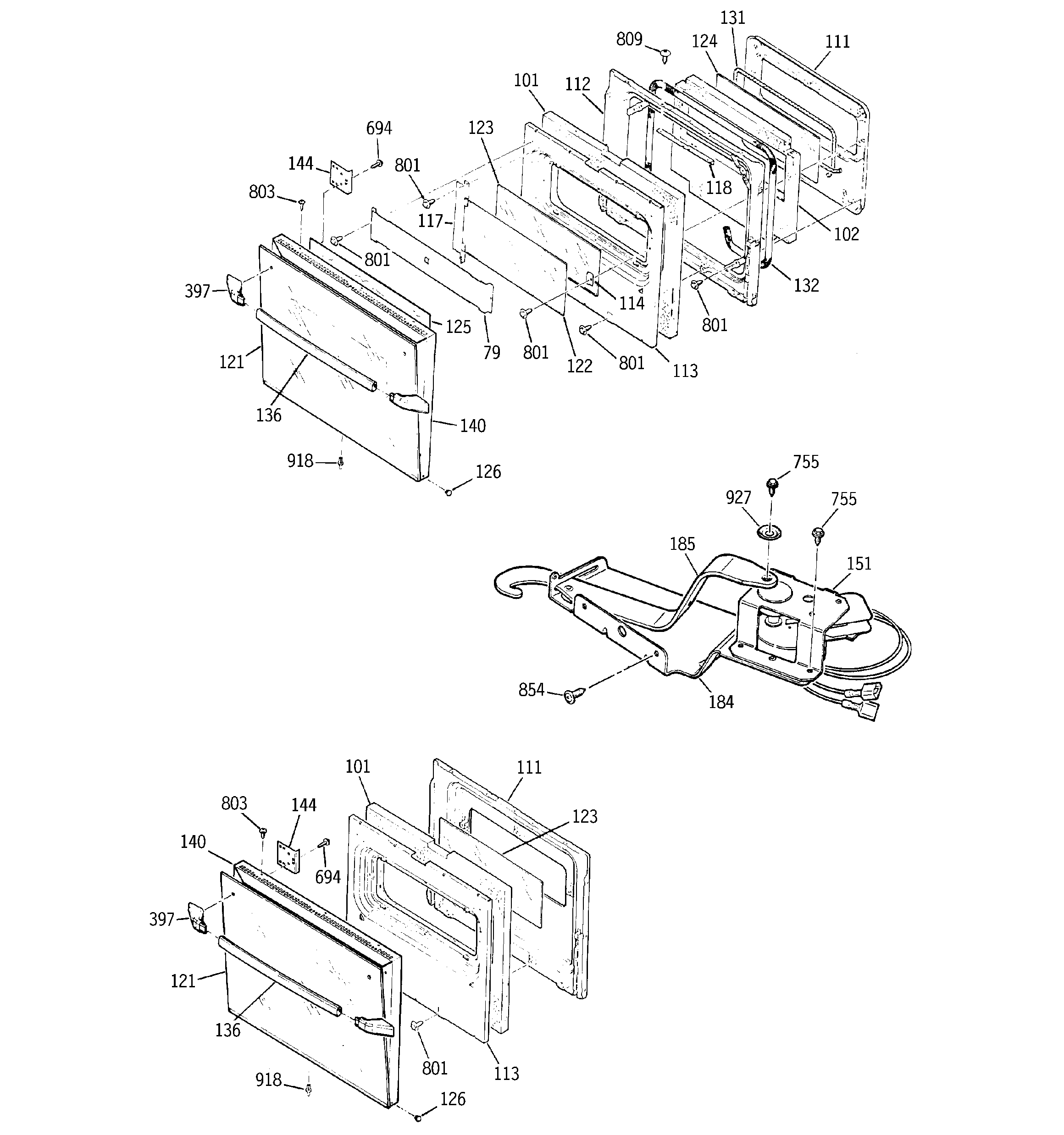 GE JKP27WT1WW door & lock parts diagram