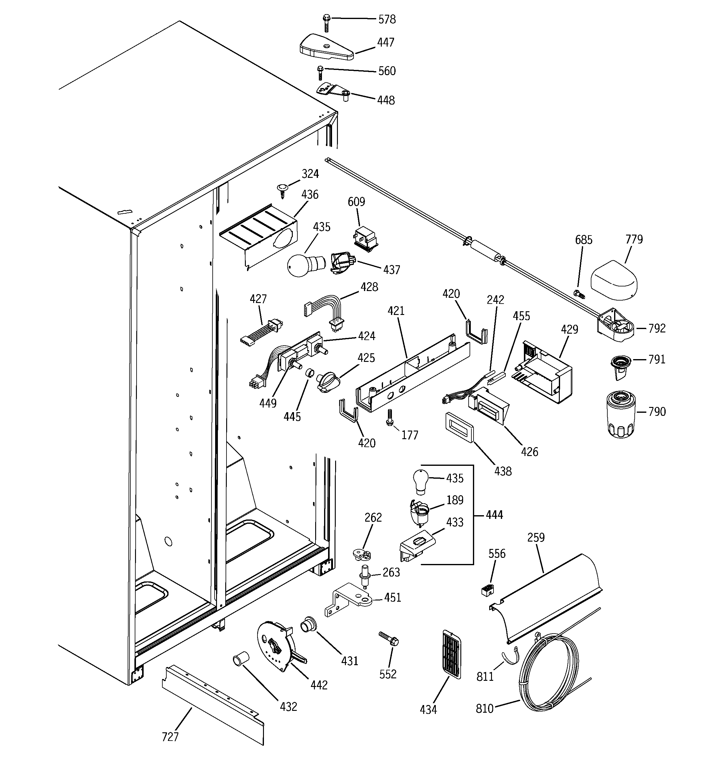 GE GSH22JFPCCC fresh food section diagram