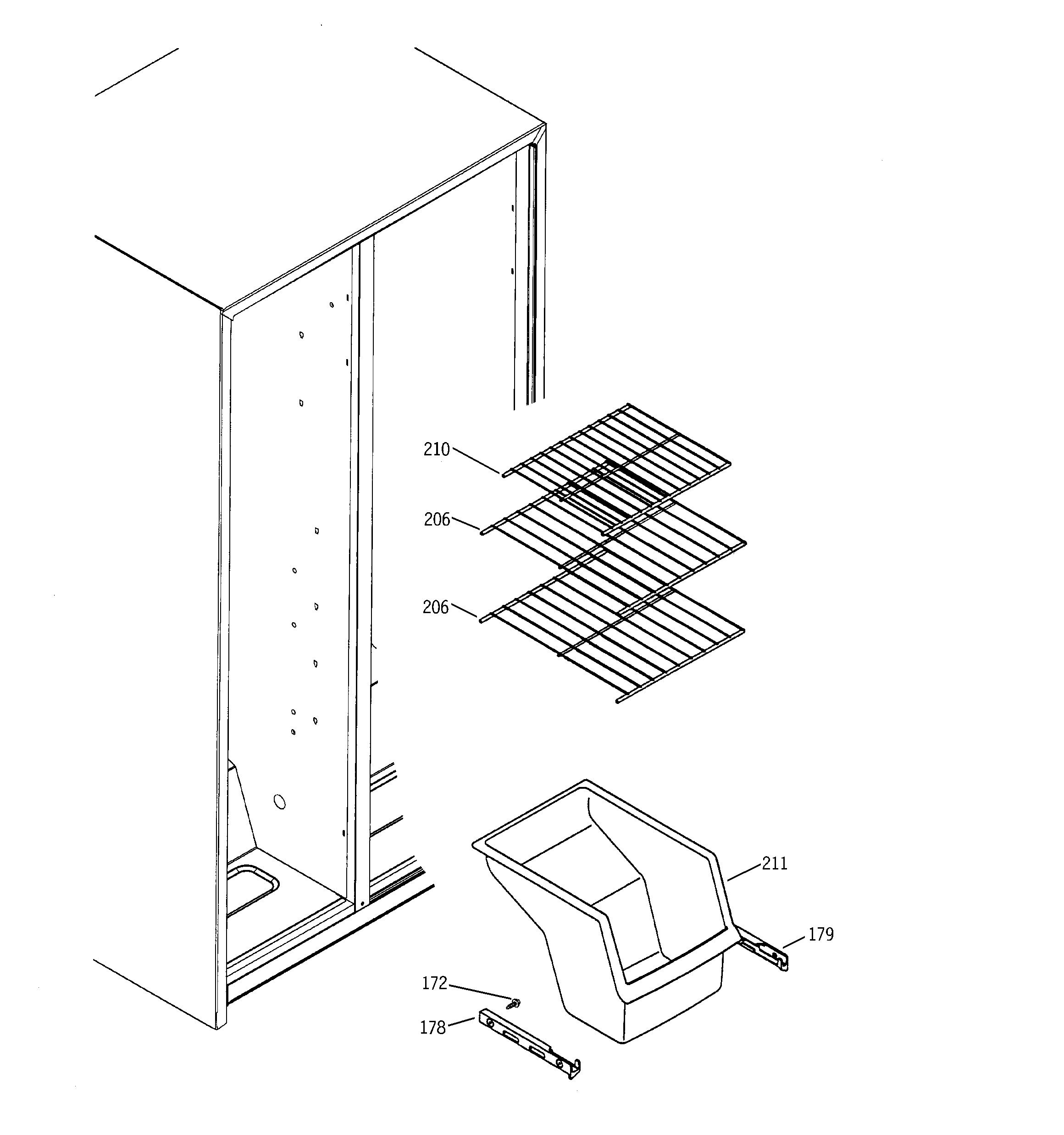 GE GSS20IEPDWH freezer shelves diagram