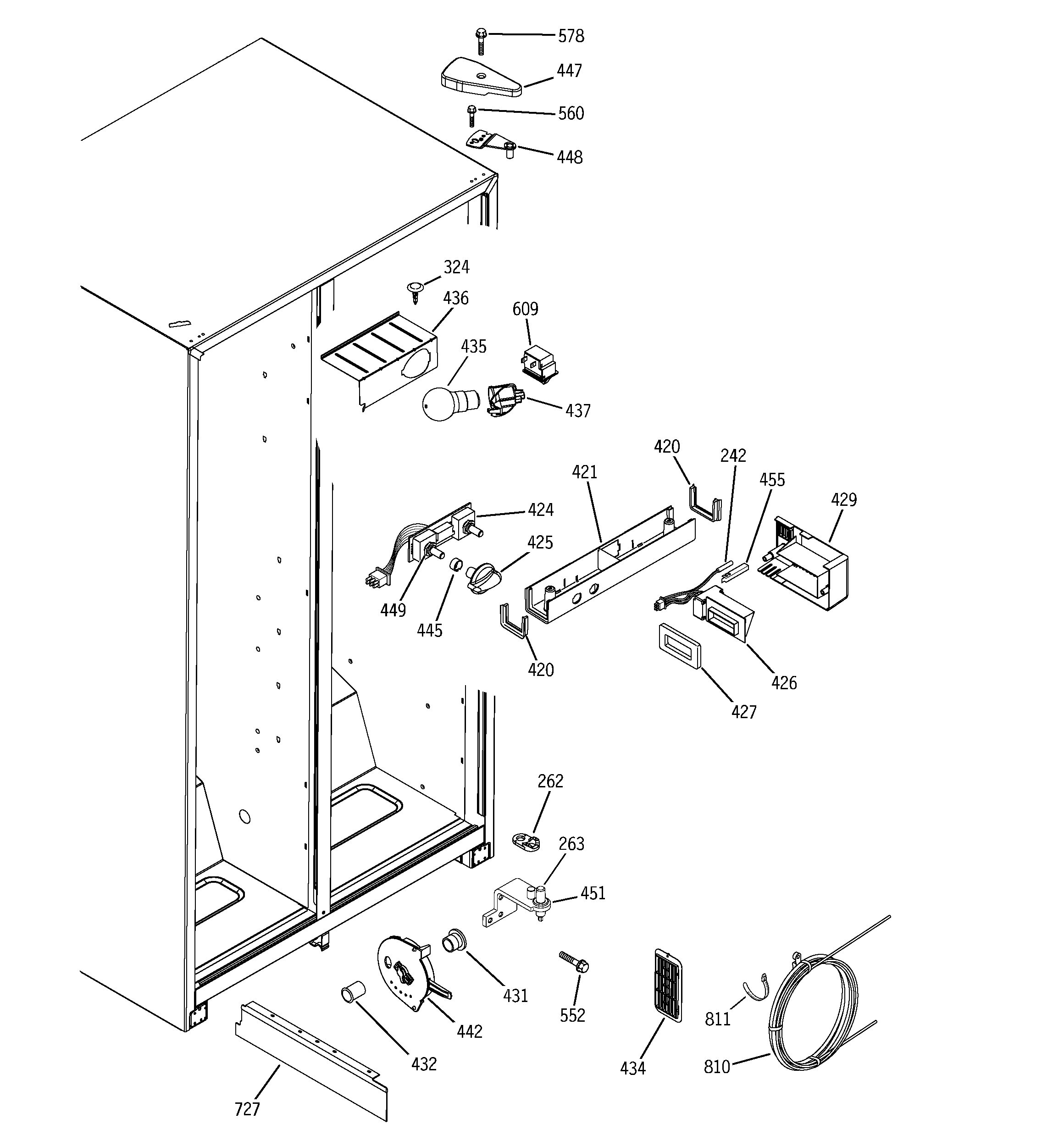 GE GSS20IEPDWH fresh food section diagram