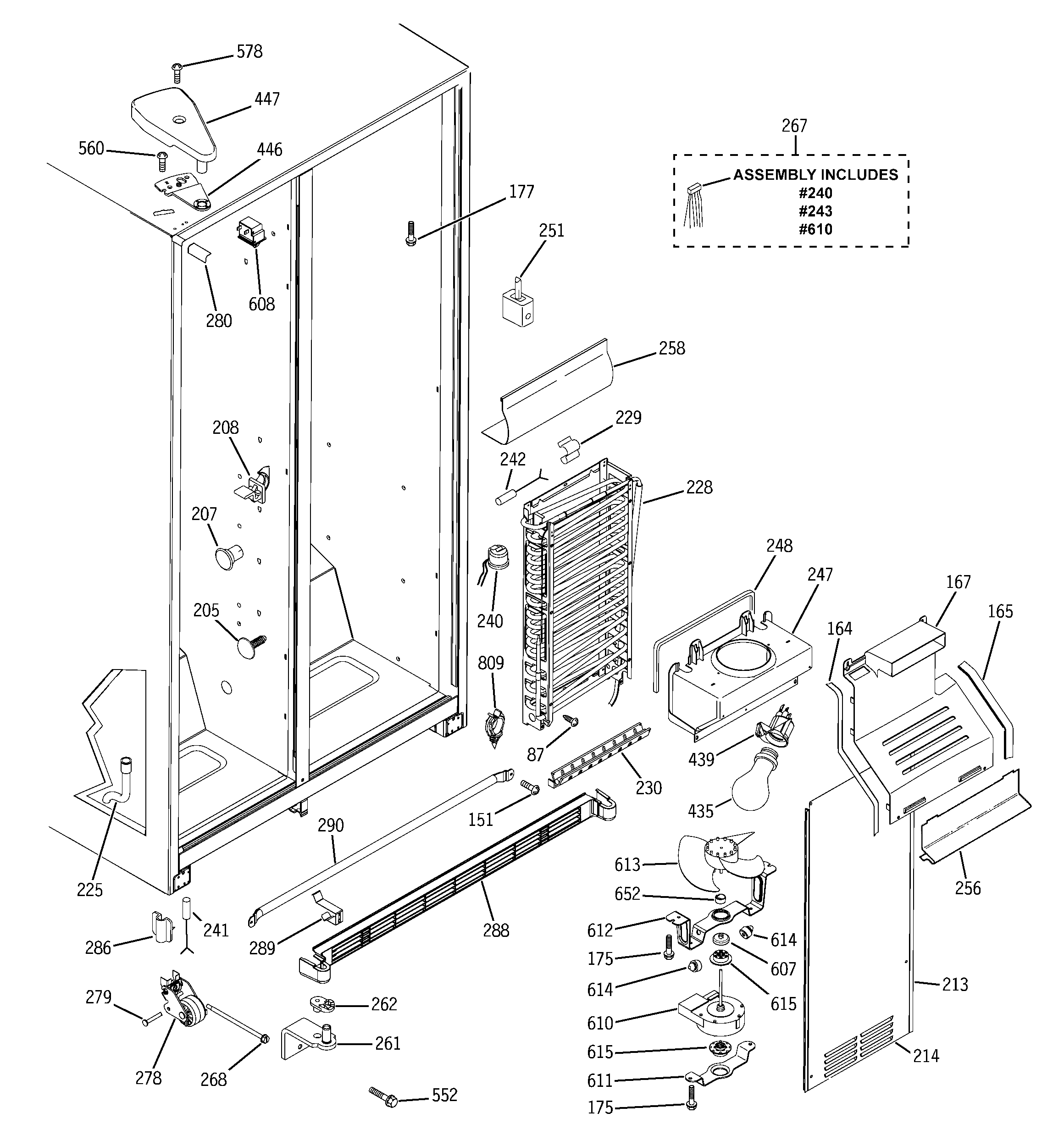 GE GSS22QGPCWW freezer section diagram