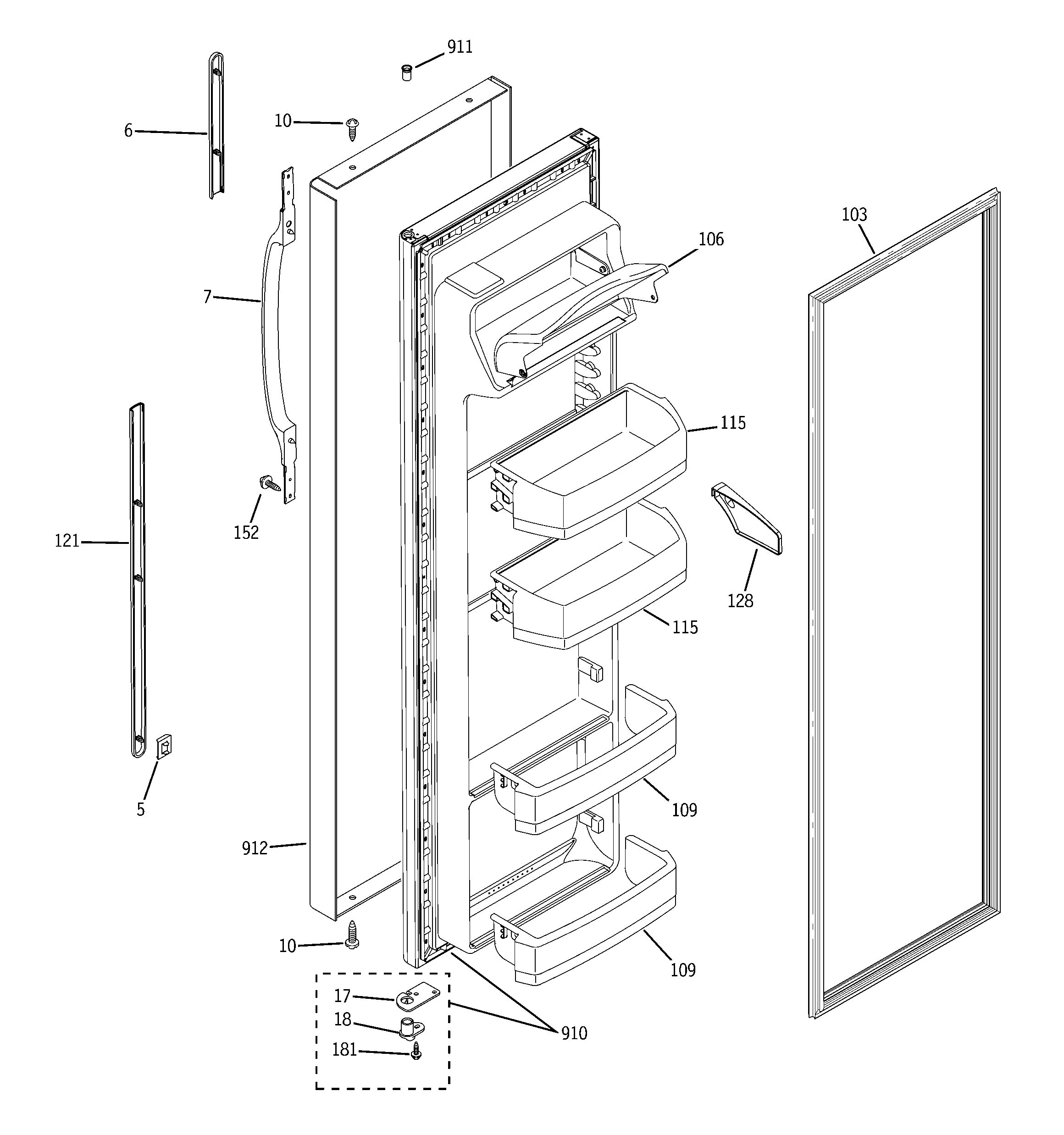 GE GSS22SGPCBS fresh food door diagram