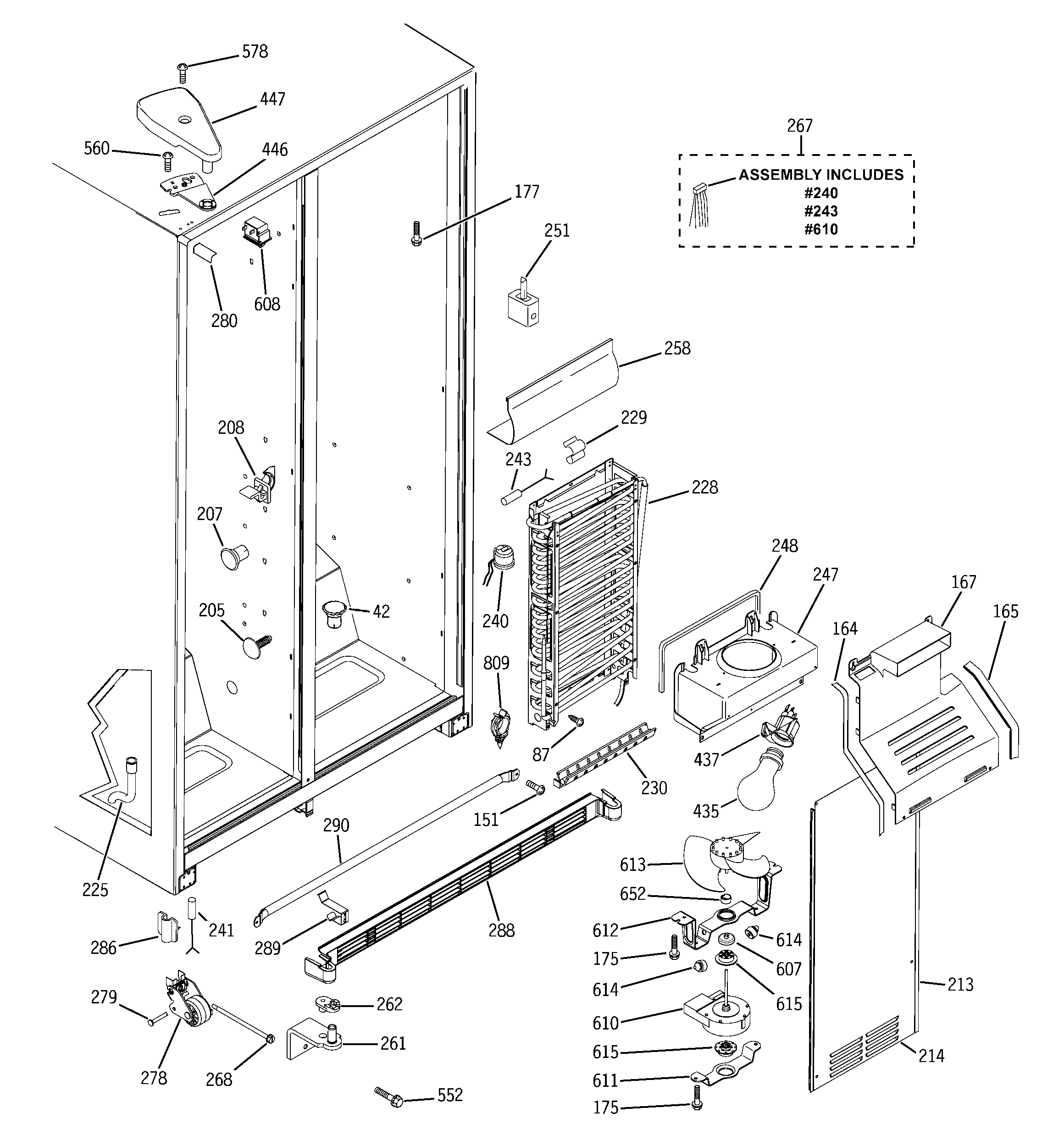 GE GSS25VFPCCC freezer section diagram