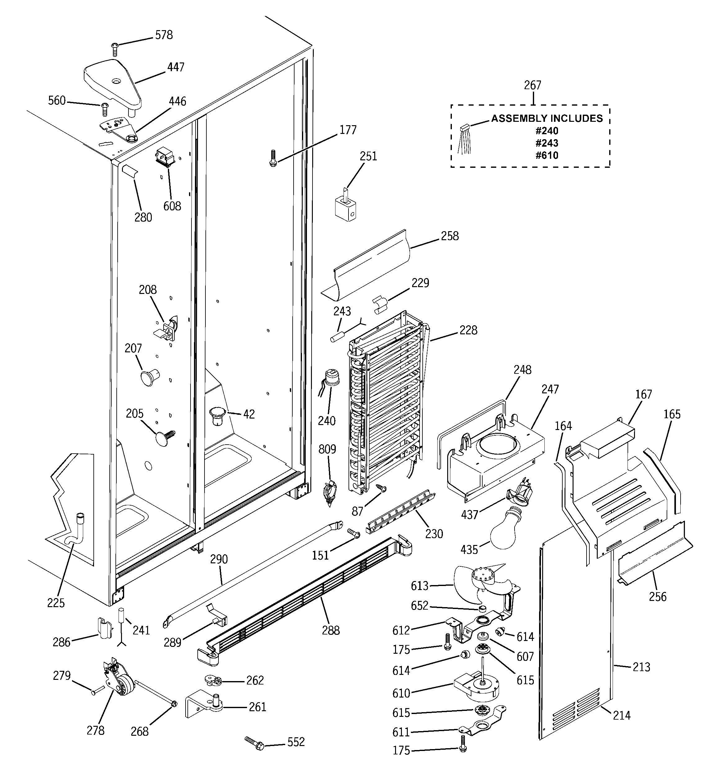 GE GSA20IEPCFWW freezer section diagram
