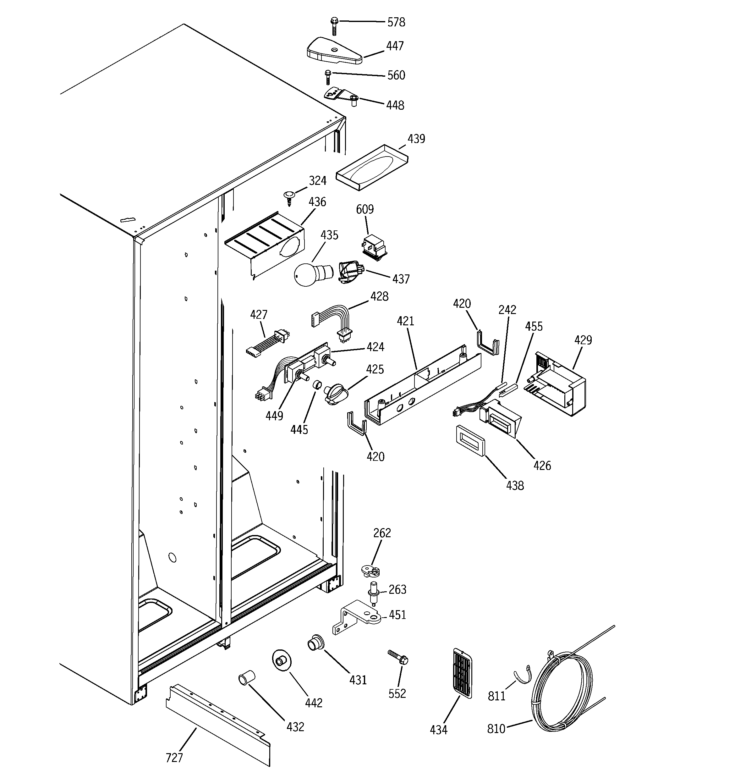 GE GSA20IEPCFWW fresh food section diagram