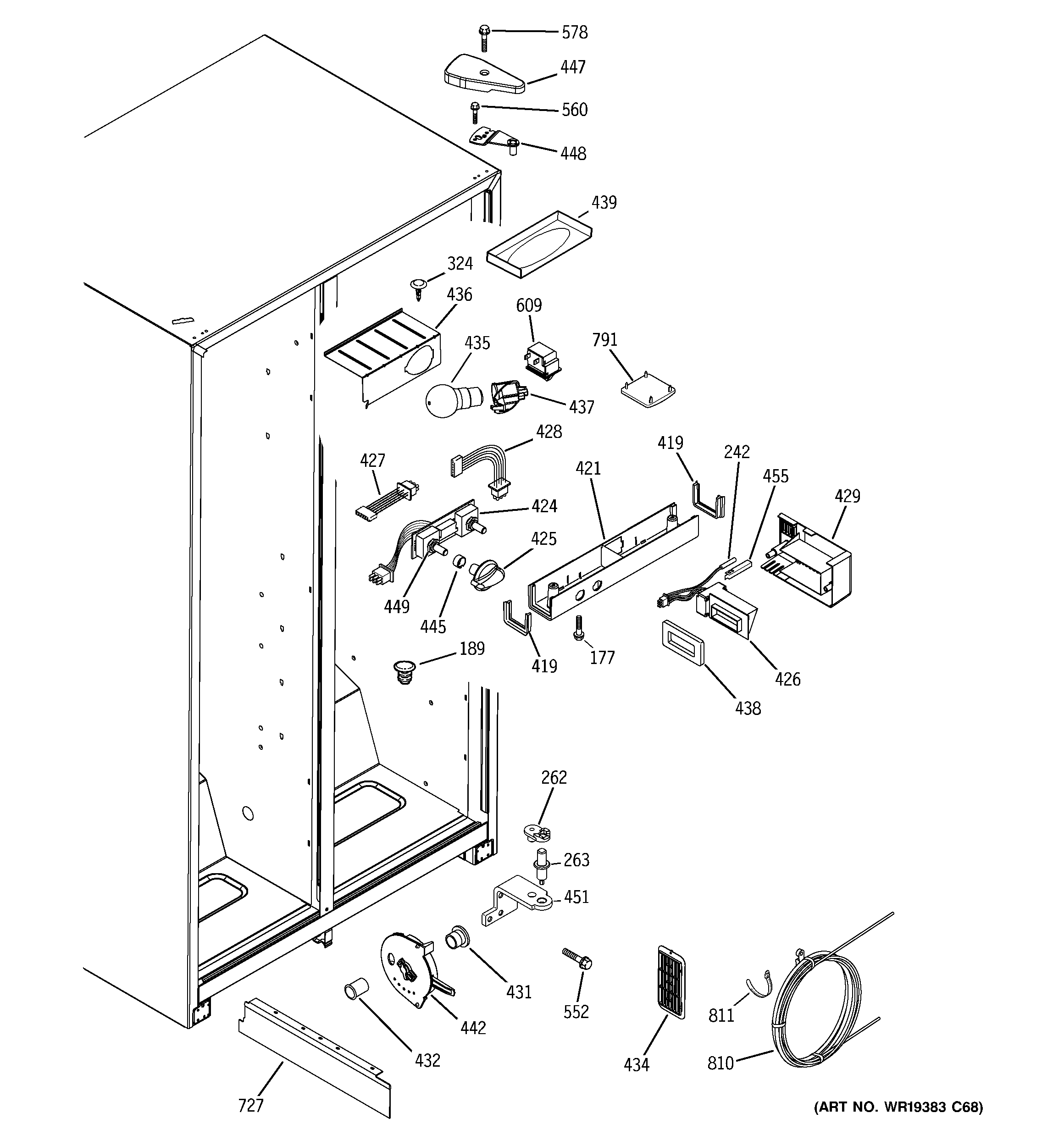 GE GSA22KEPCFBB fresh food section diagram