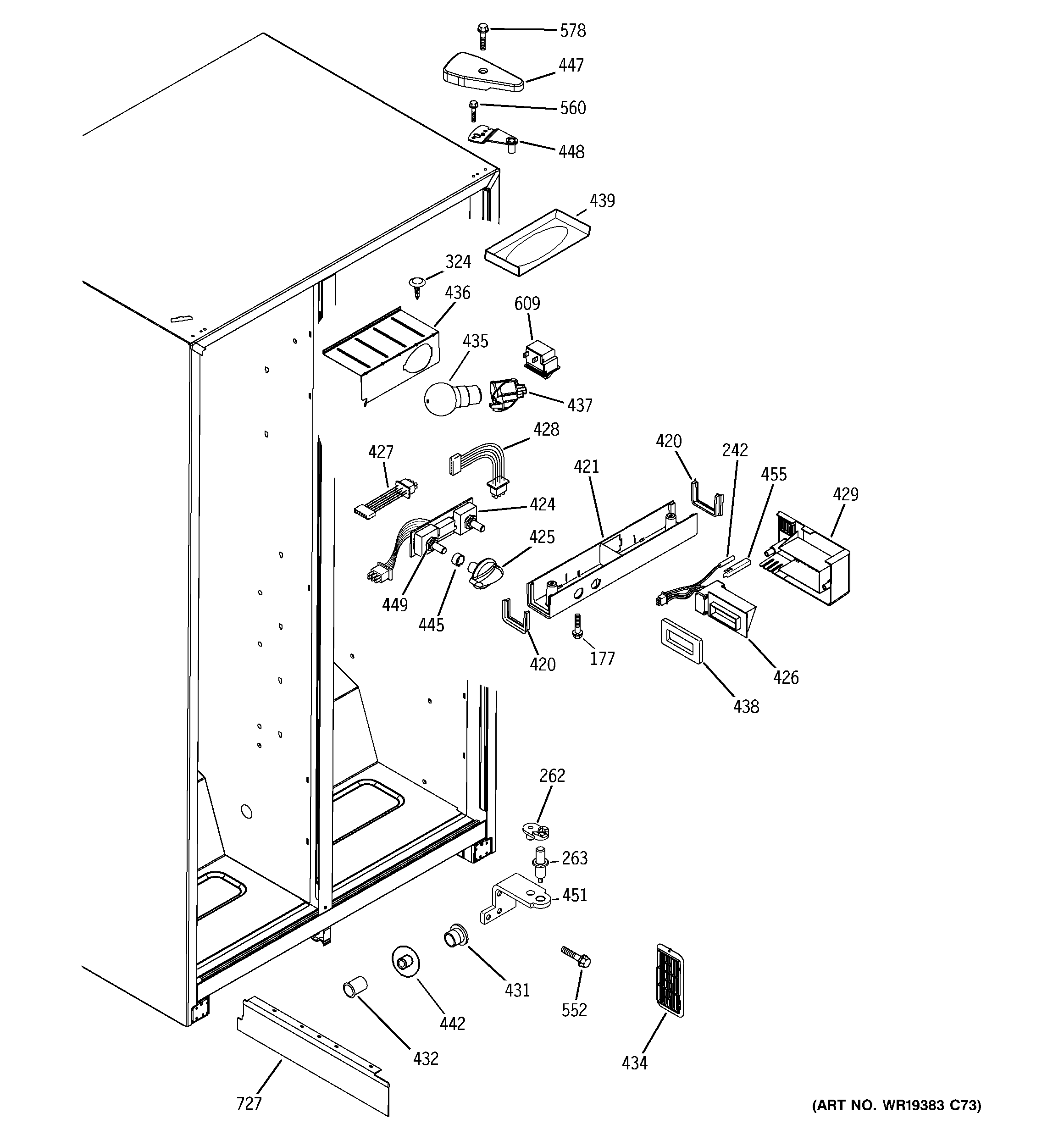 GE GSG20IBPCFWW fresh food section diagram