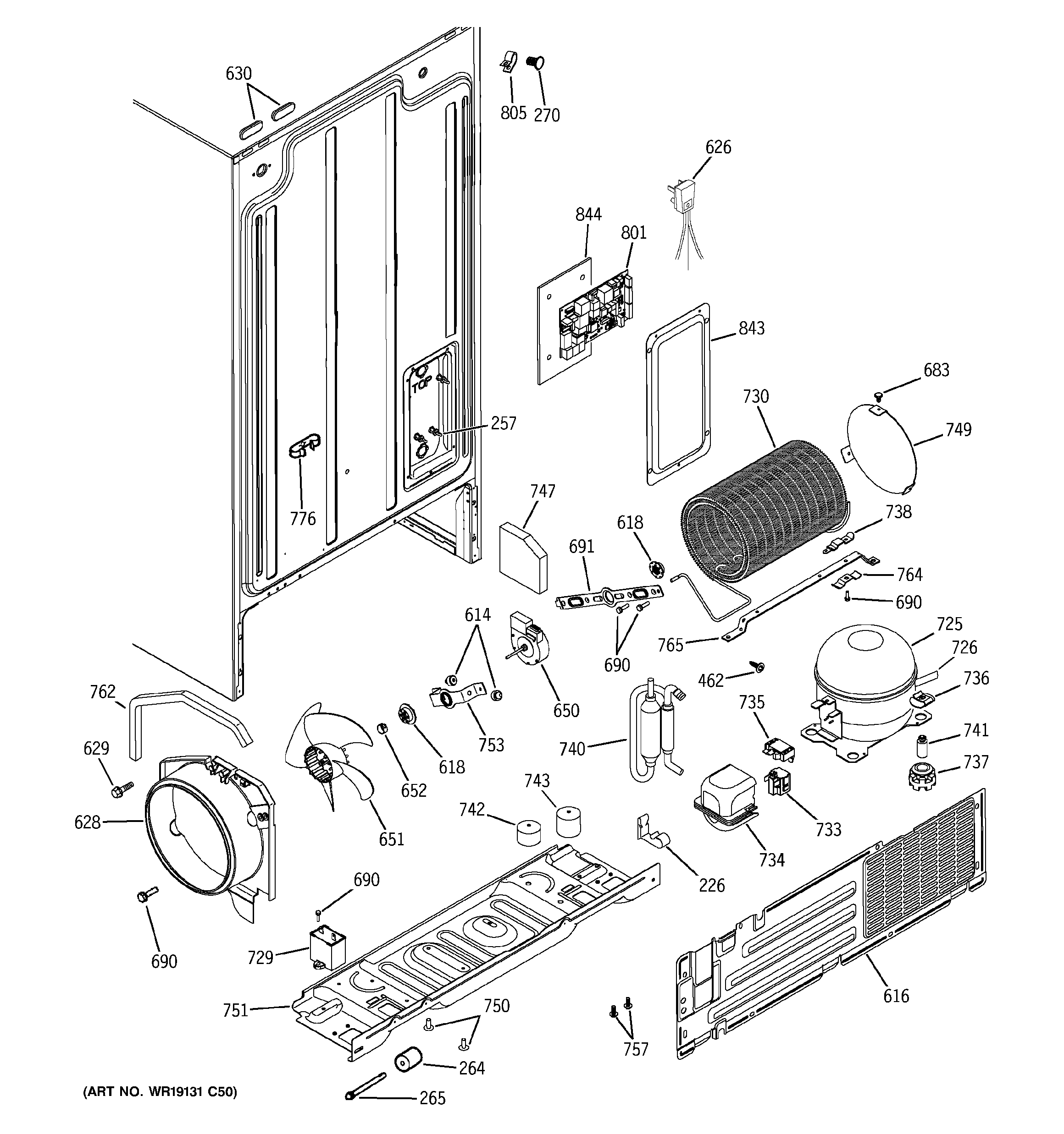 GE GSG20IBPCFWW sealed system & mother board diagram
