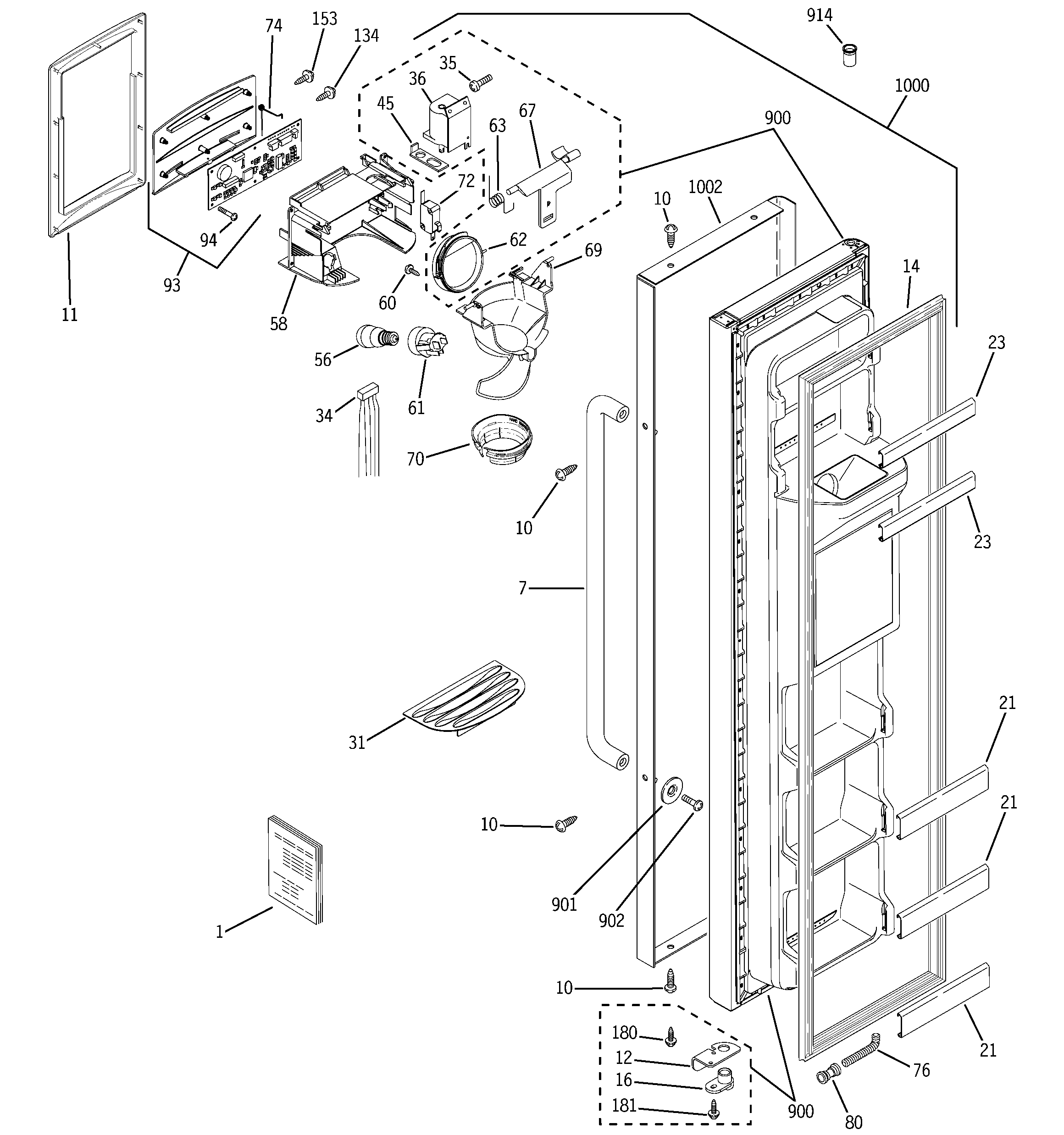 GE GSS22SGPCSS freezer door diagram