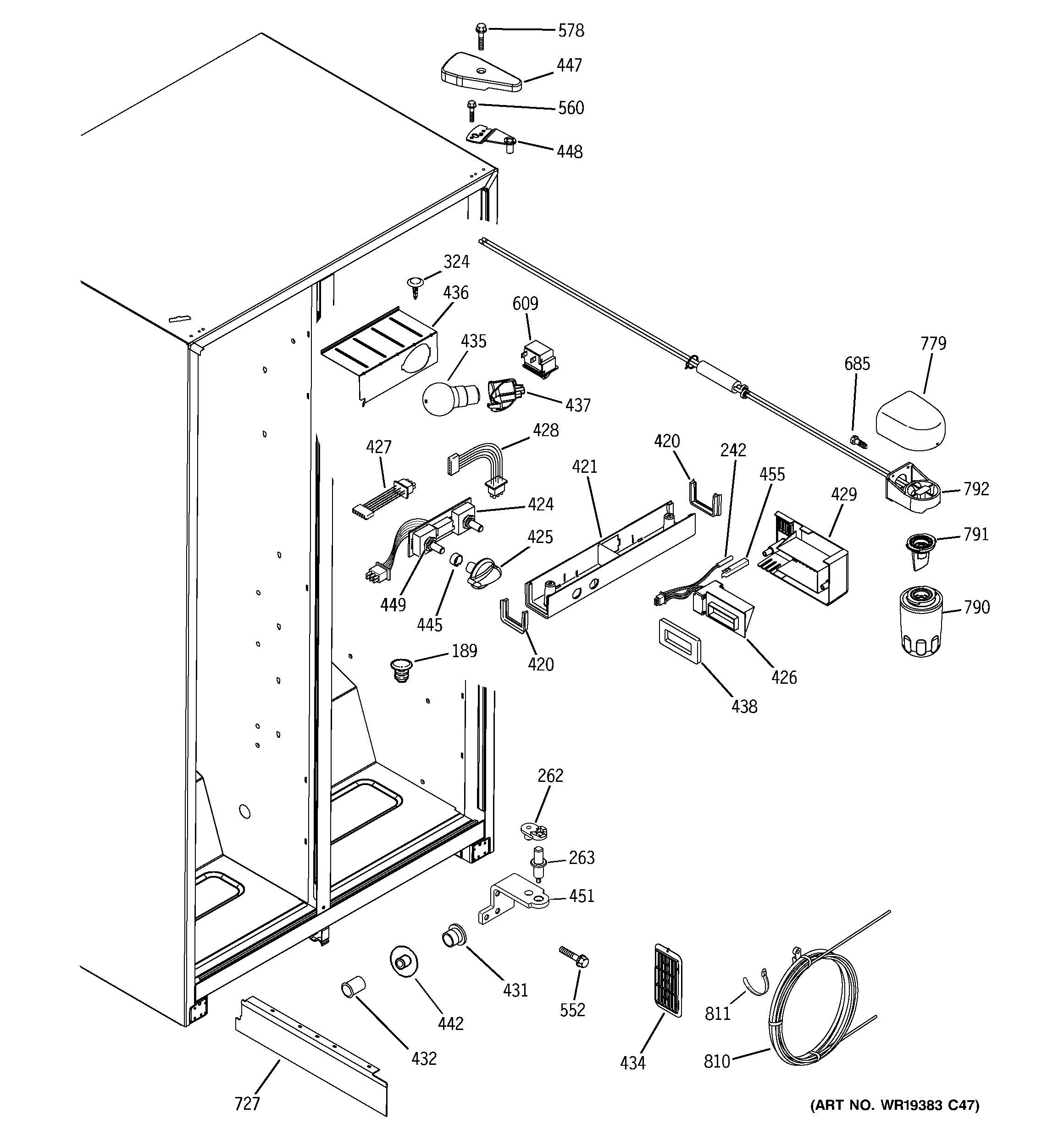 GE GST25IFPCWW fresh food section diagram