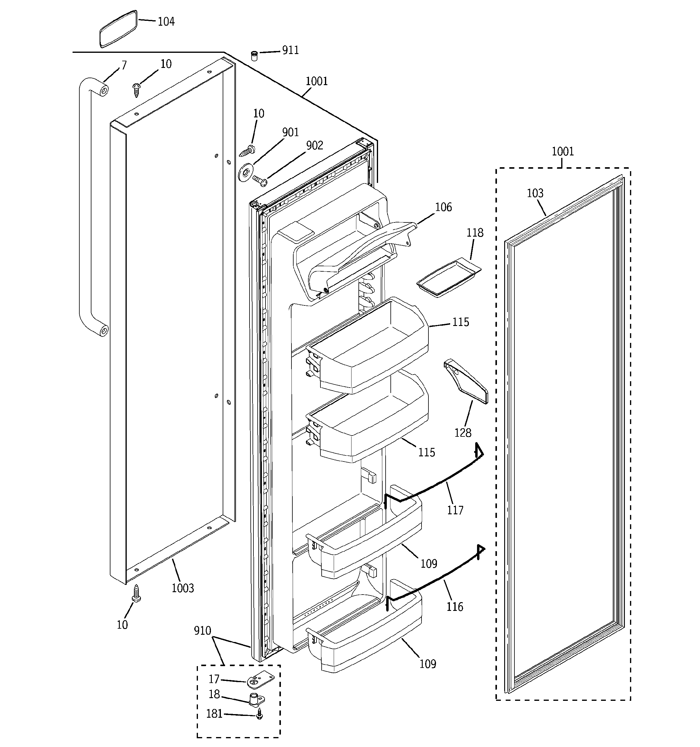 GE PSG22SIPCFSS fresh food door diagram