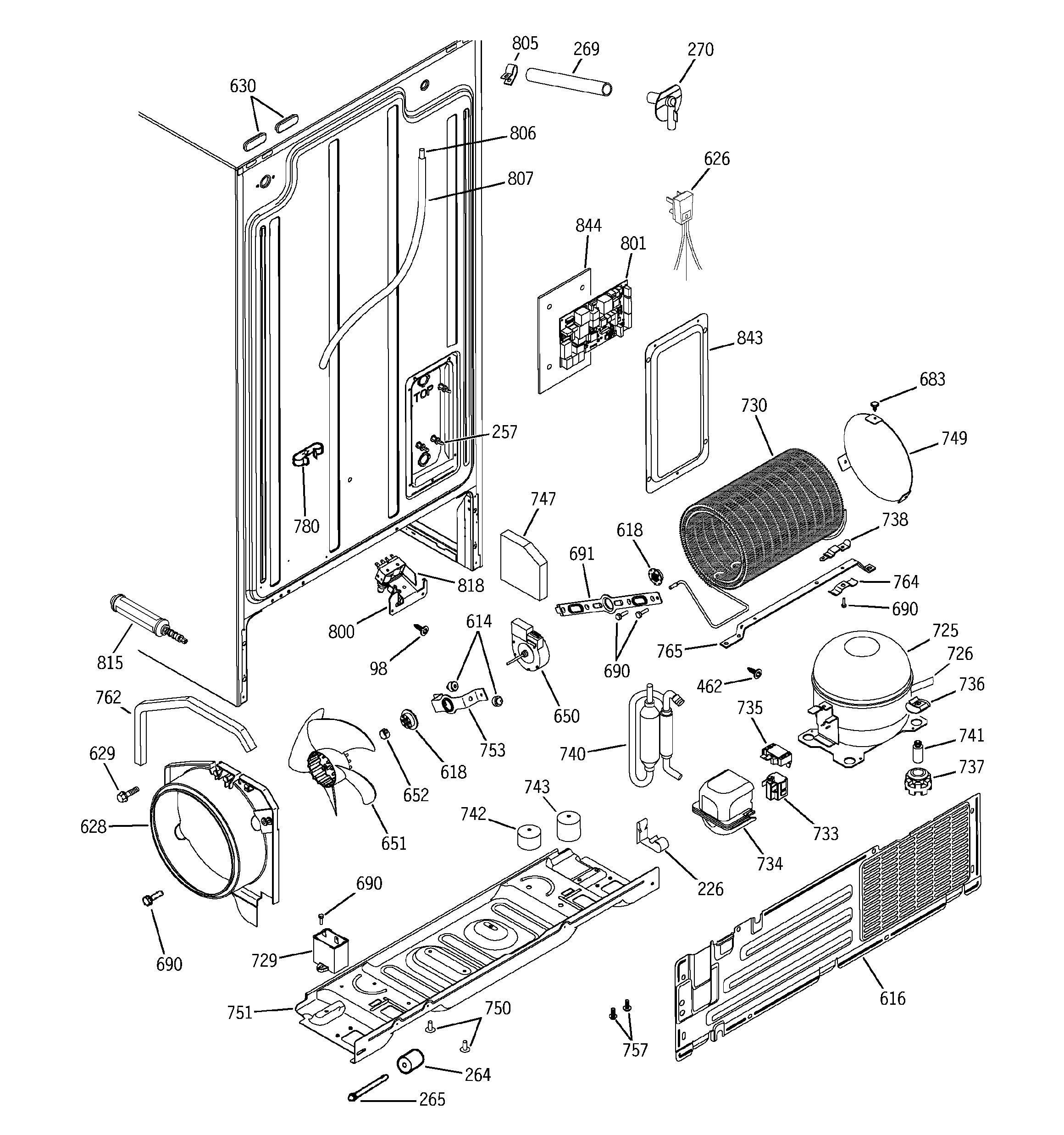 GE PSG22SIPCFSS sealed system & mother board diagram