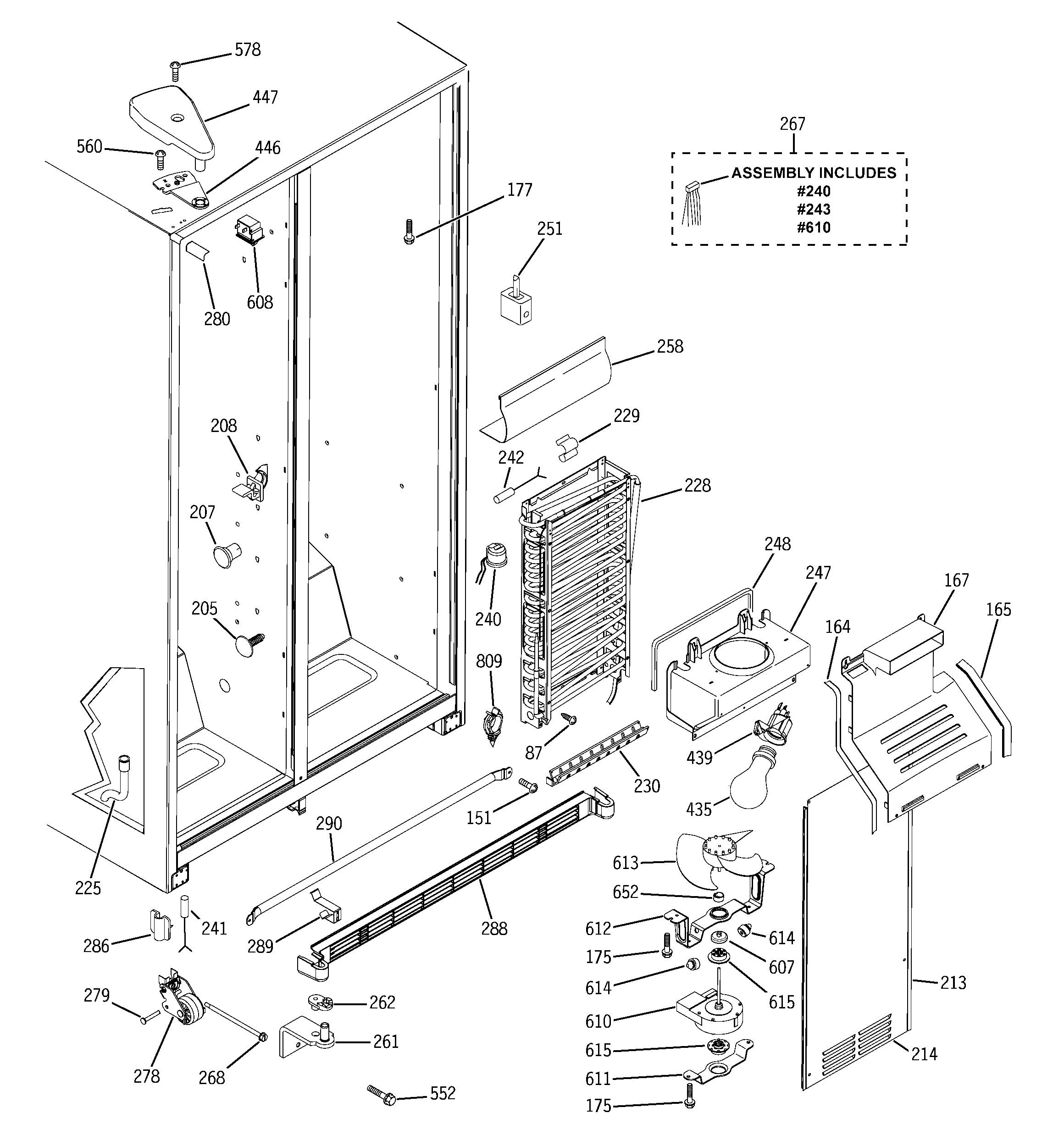 GE SSS25SGPCSS freezer section diagram