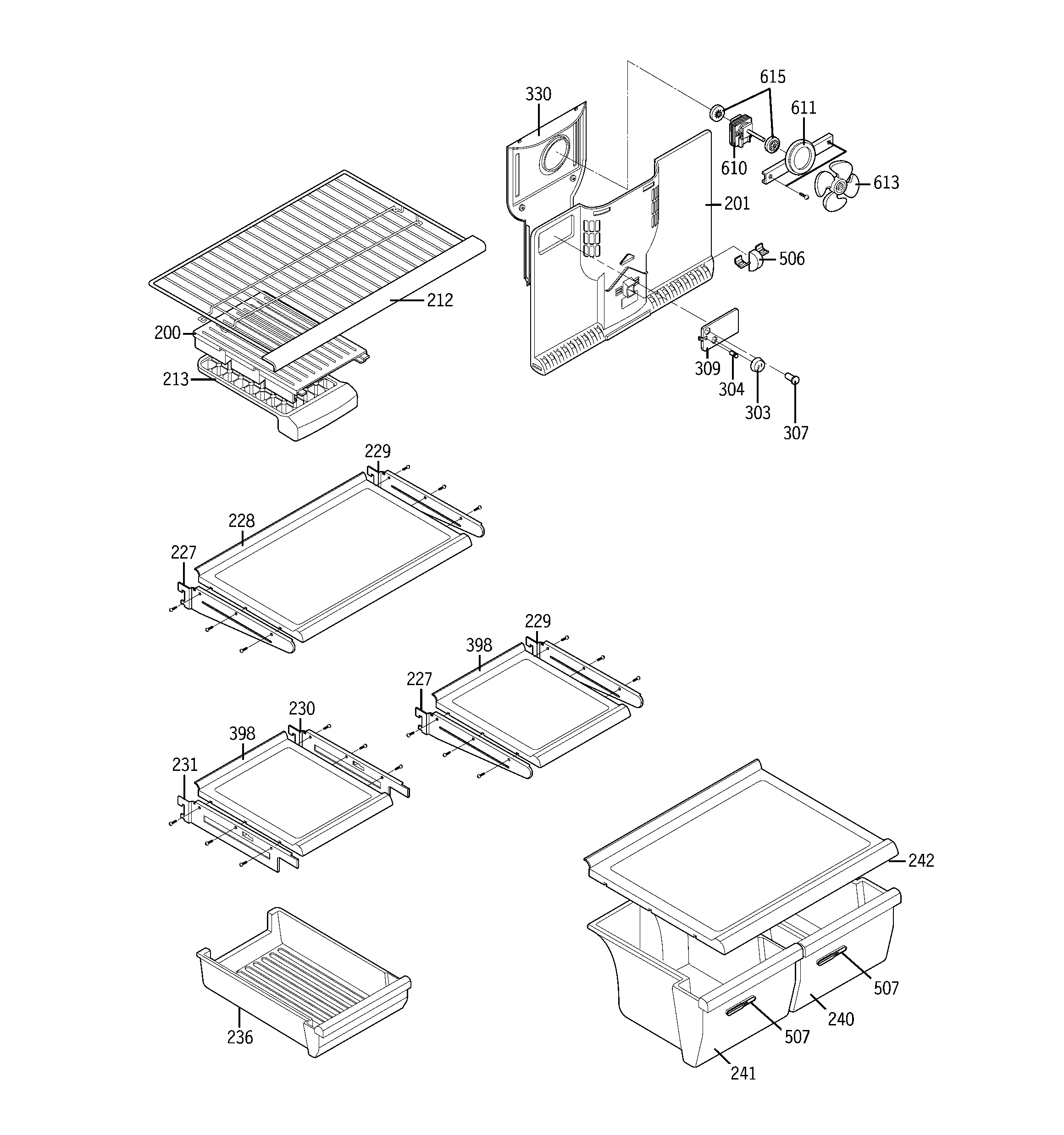 GE GTS20ICNBCC shelves diagram
