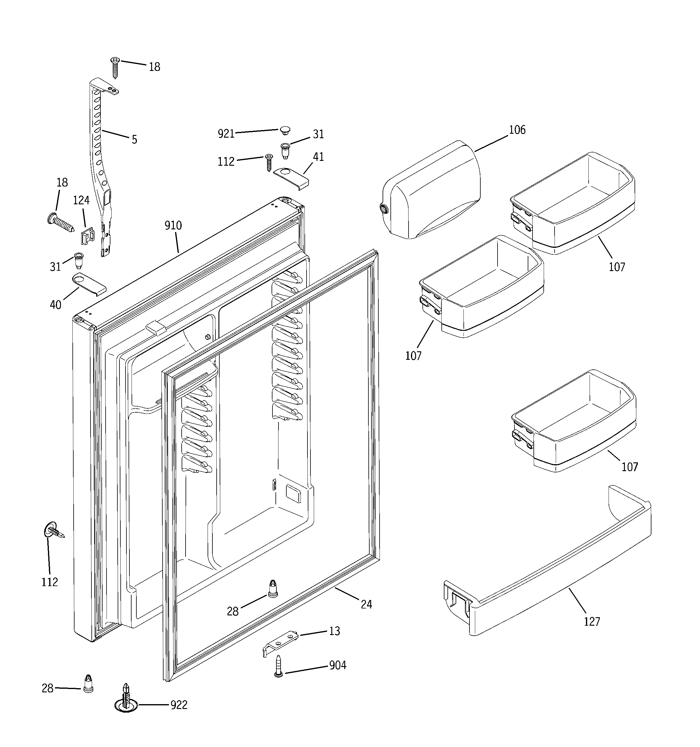 GE GTS22KHPARBB fresh food door diagram