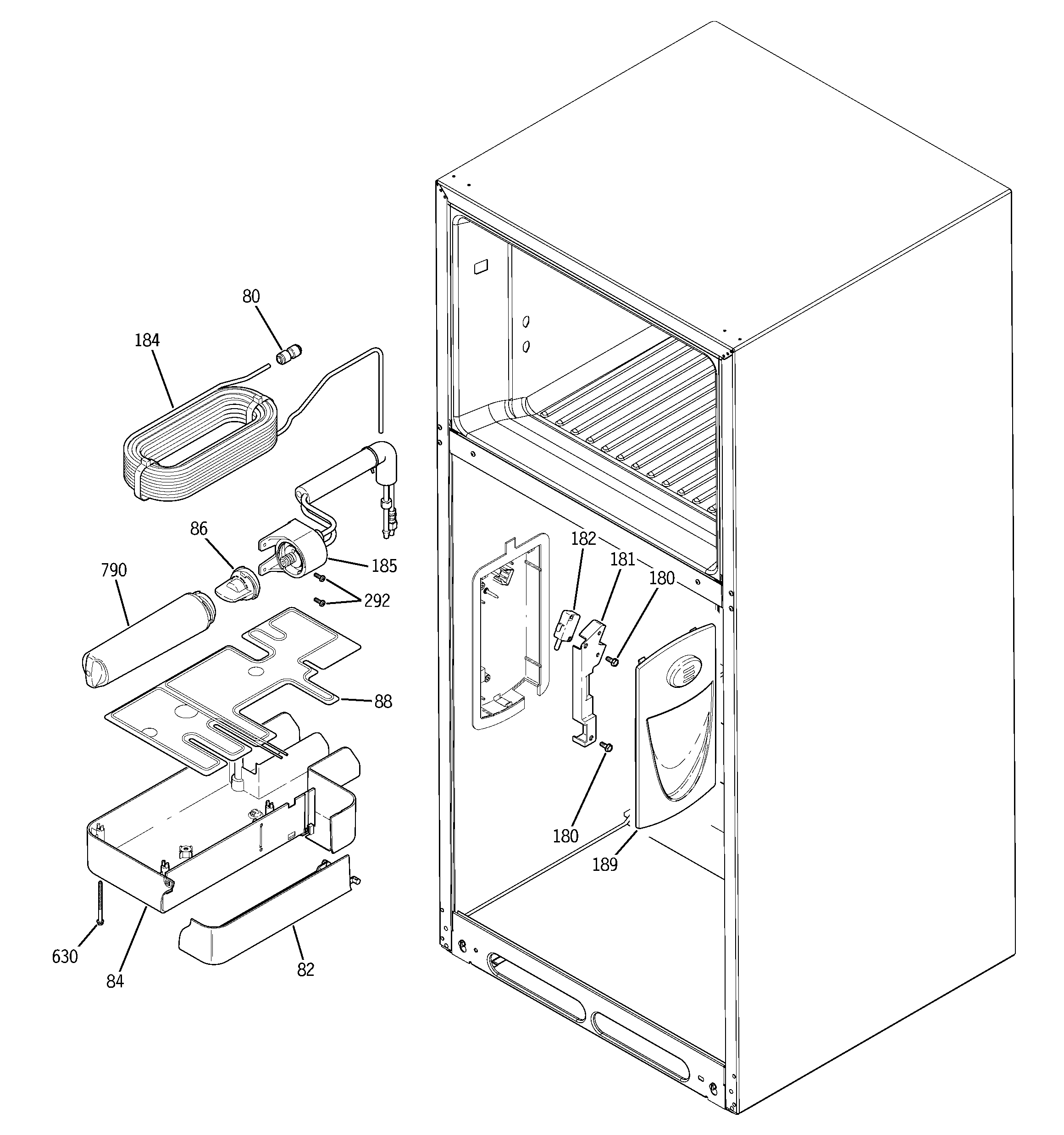 GE GTS22KHPARBB water filtration & dispenser diagram