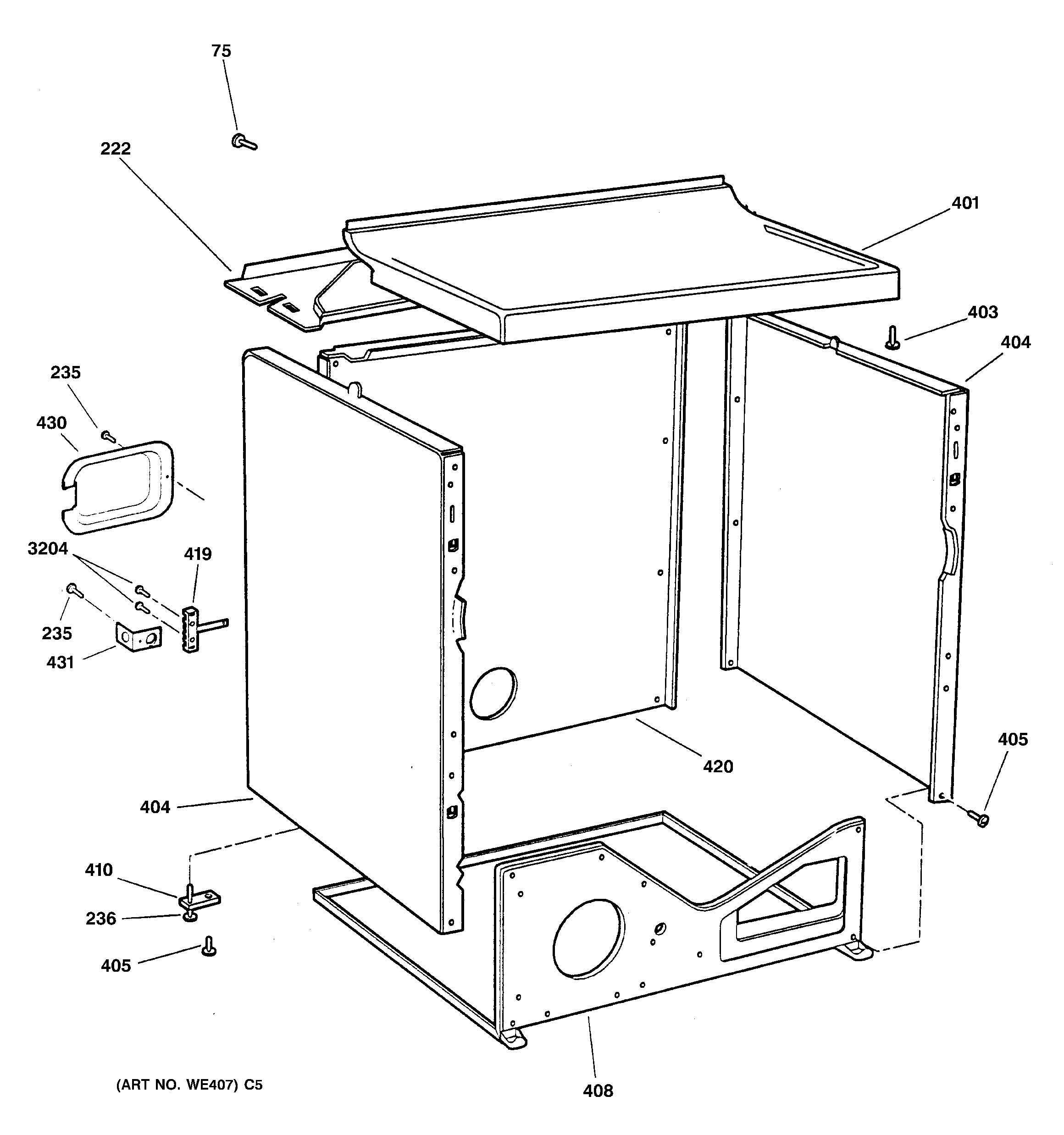 GE DBXR463EB2CC cabinet diagram