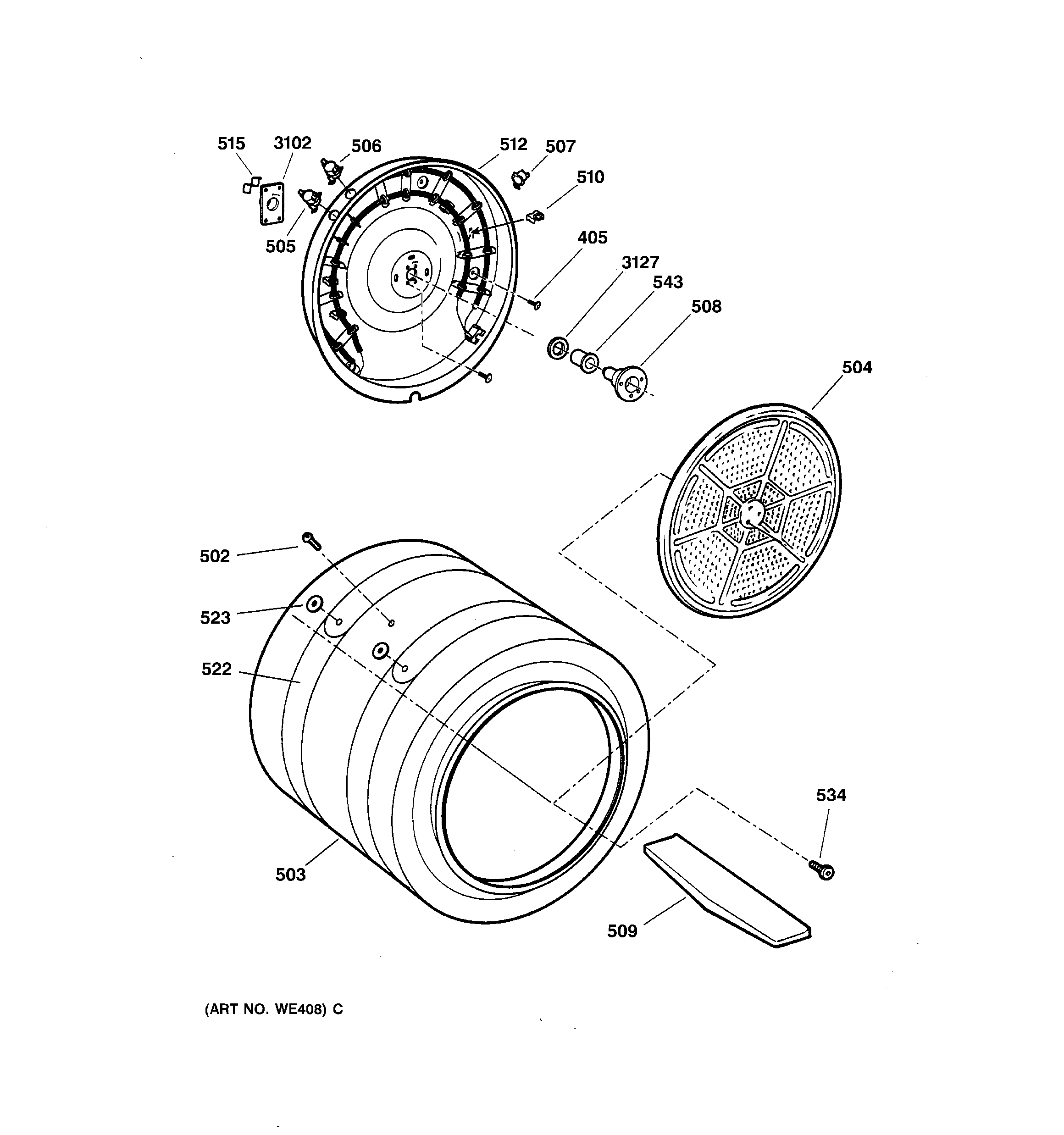 GE DPSB619ED1WW drum diagram