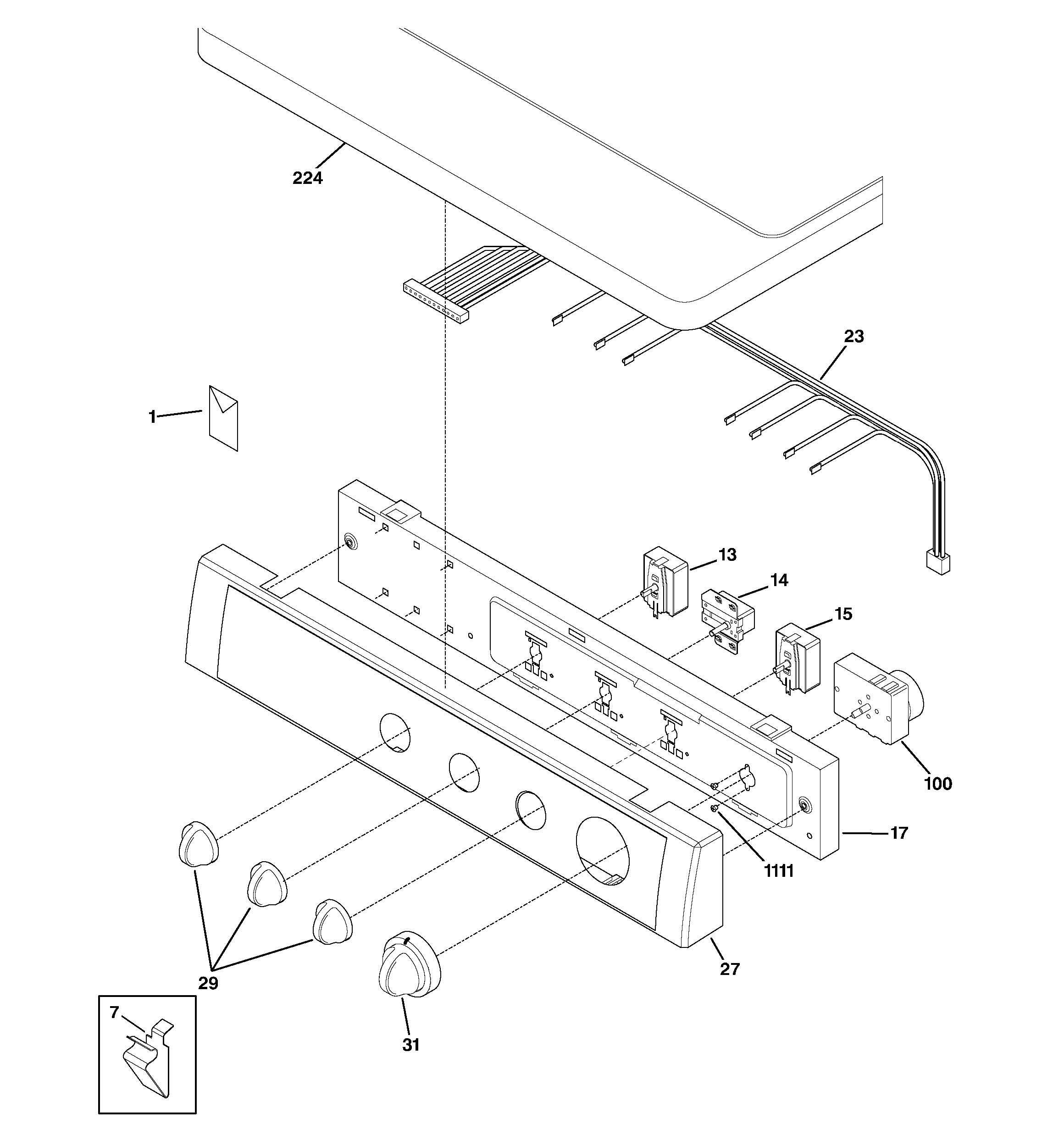 GE DSXH43GA5WW controls & top panel diagram