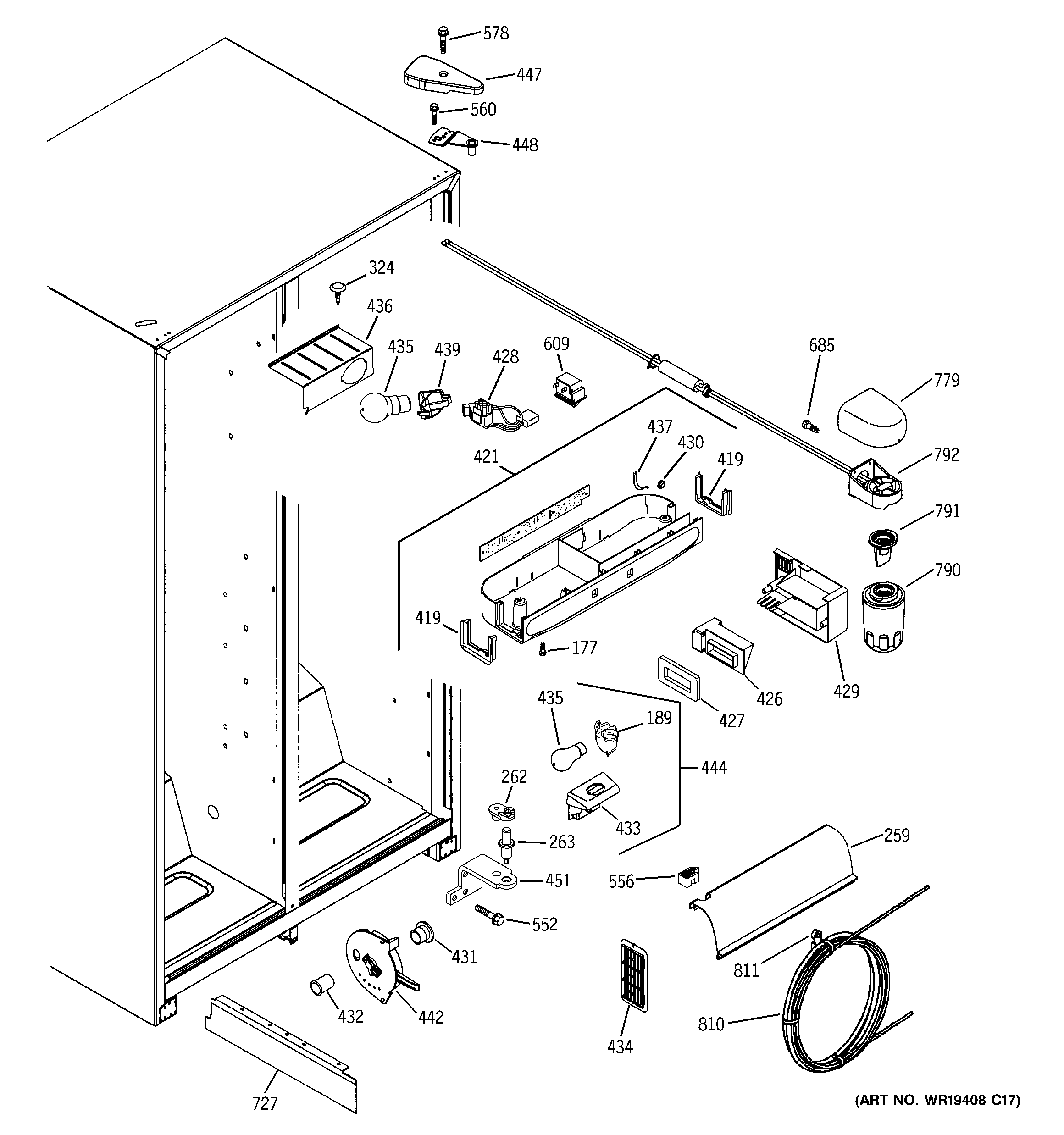 GE GSS25SGPDBS fresh food section diagram