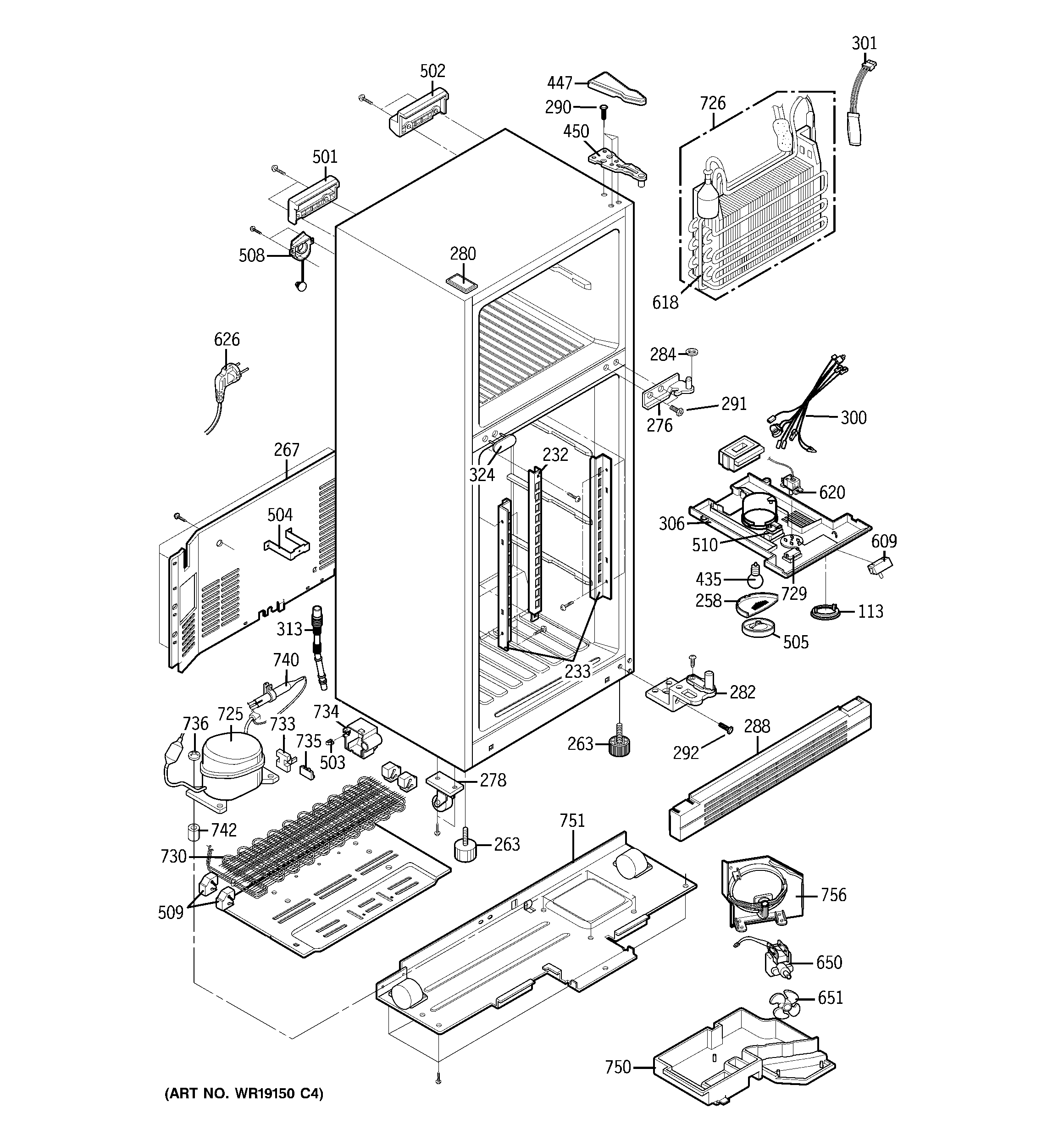 GE GTS20ICACC cabinet diagram