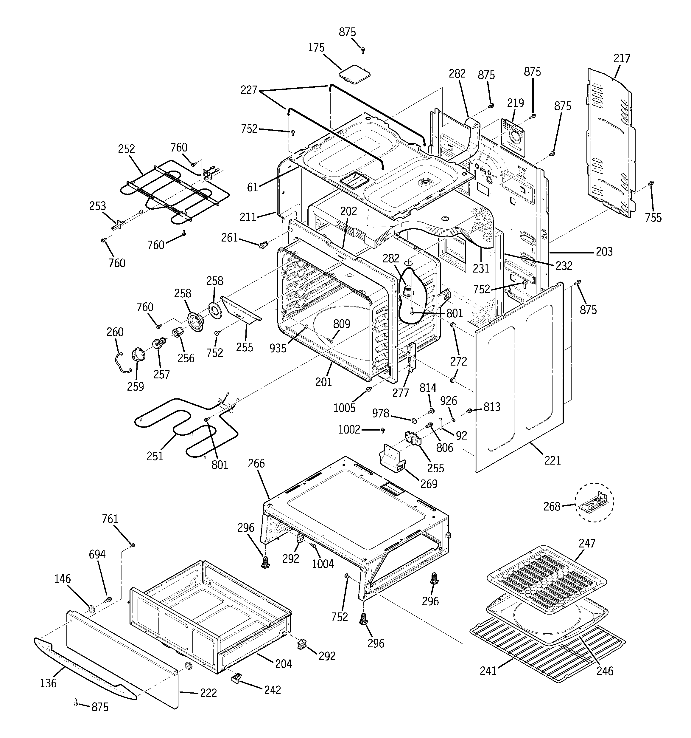 GE JBP48CH1CC body parts diagram