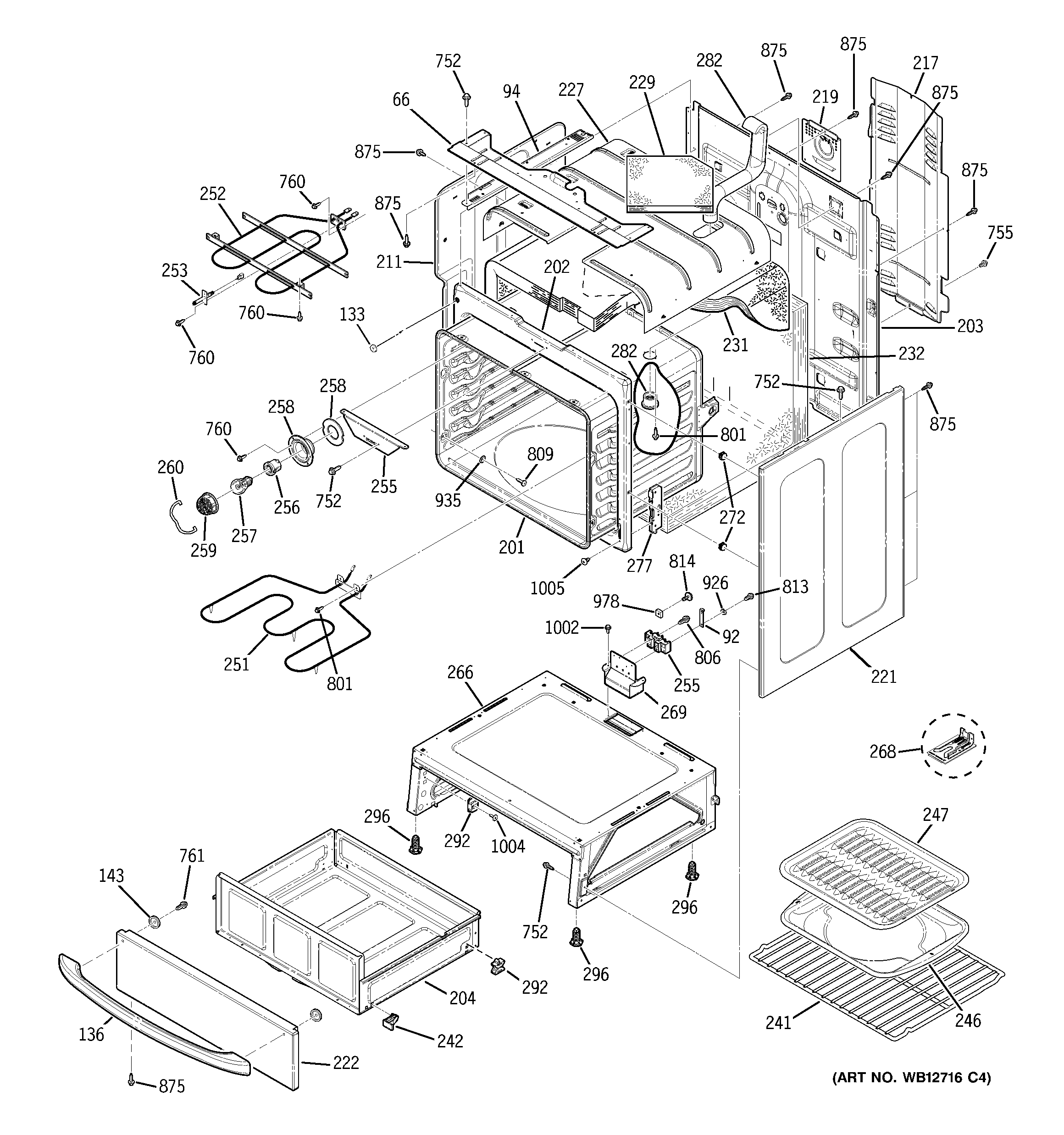 GE JBP66SH1SS body parts diagram