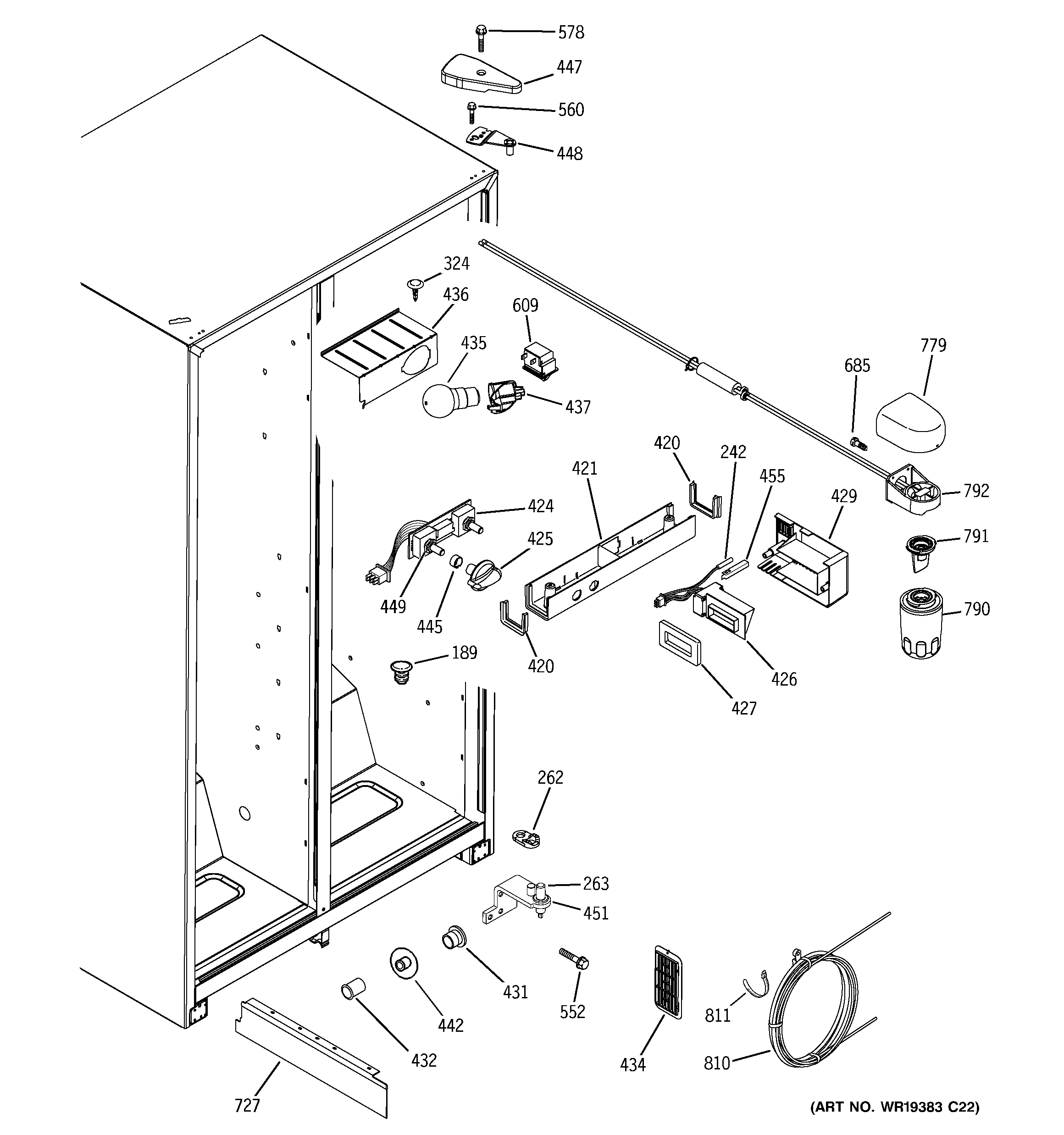 GE GST25IFPDCC fresh food section diagram