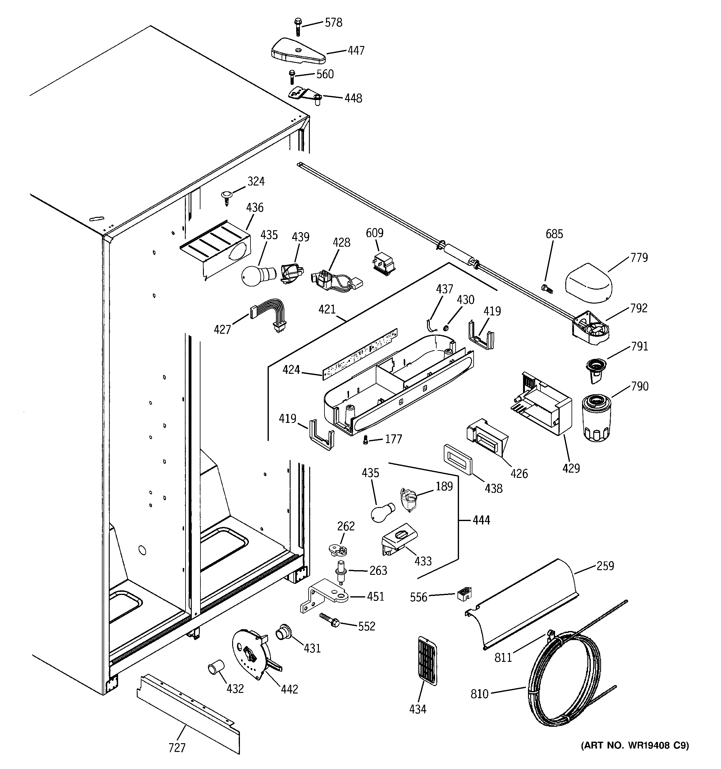 GE GSH25VGPCWW fresh food section diagram