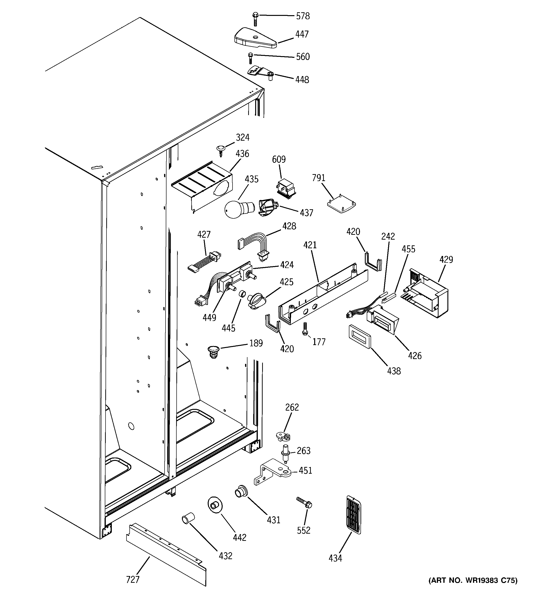 GE GSS22IBPCWW fresh food section diagram