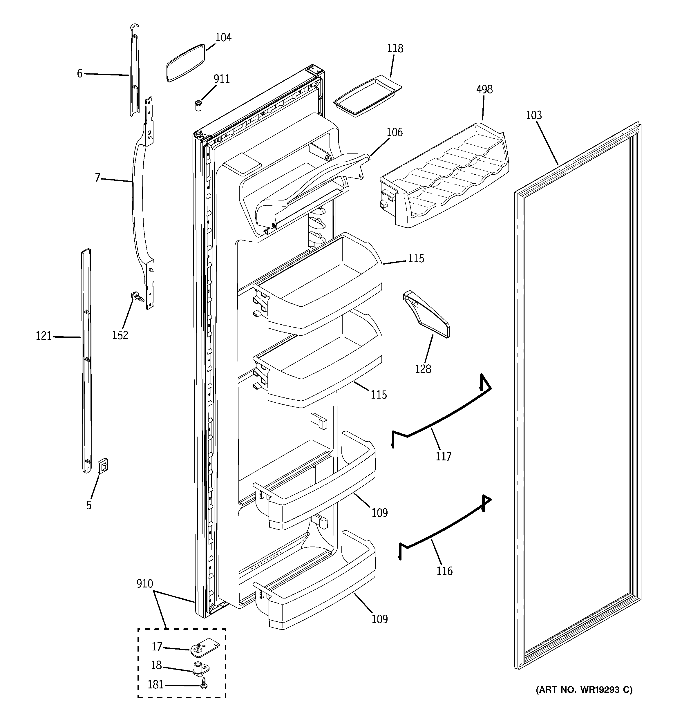 GE GSG22KBPCFBB fresh food door diagram
